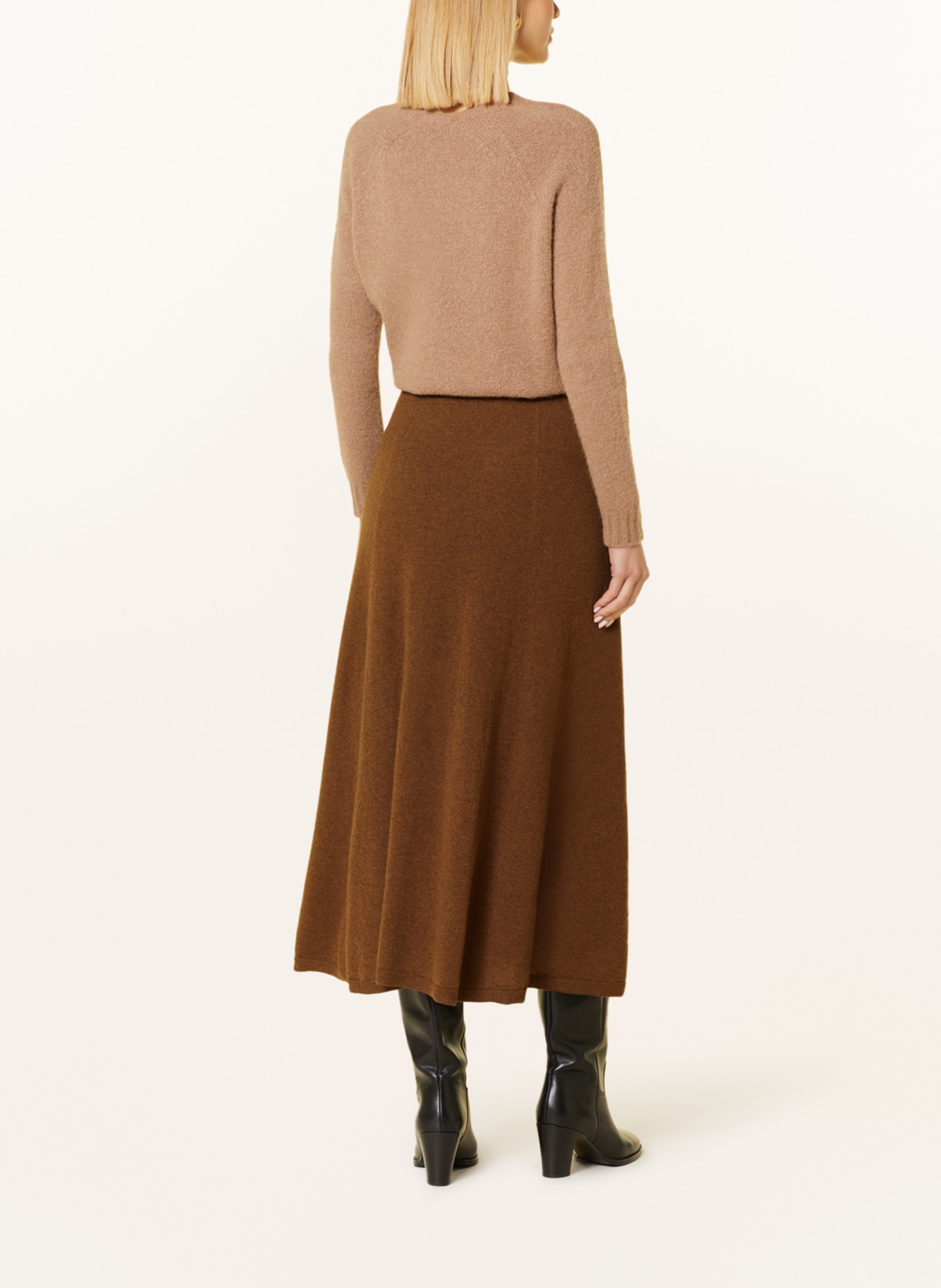(THE MERCER) N.Y. Knit skirt in cashmere, Color: BROWN (Image 3)