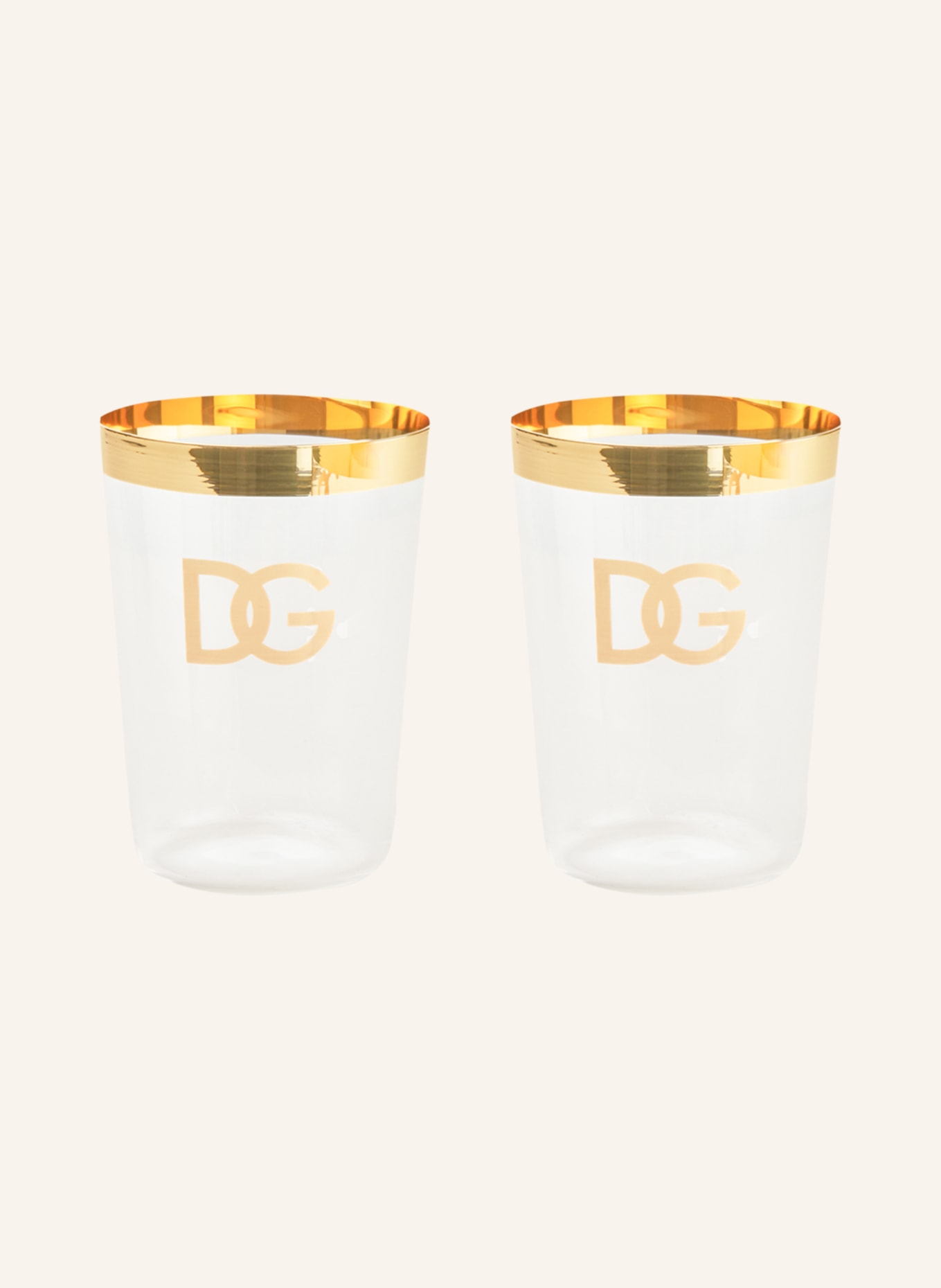 DOLCE & GABBANA CASA Set of 2 drinking glasses, Color: WHITE/ GOLD (Image 1)