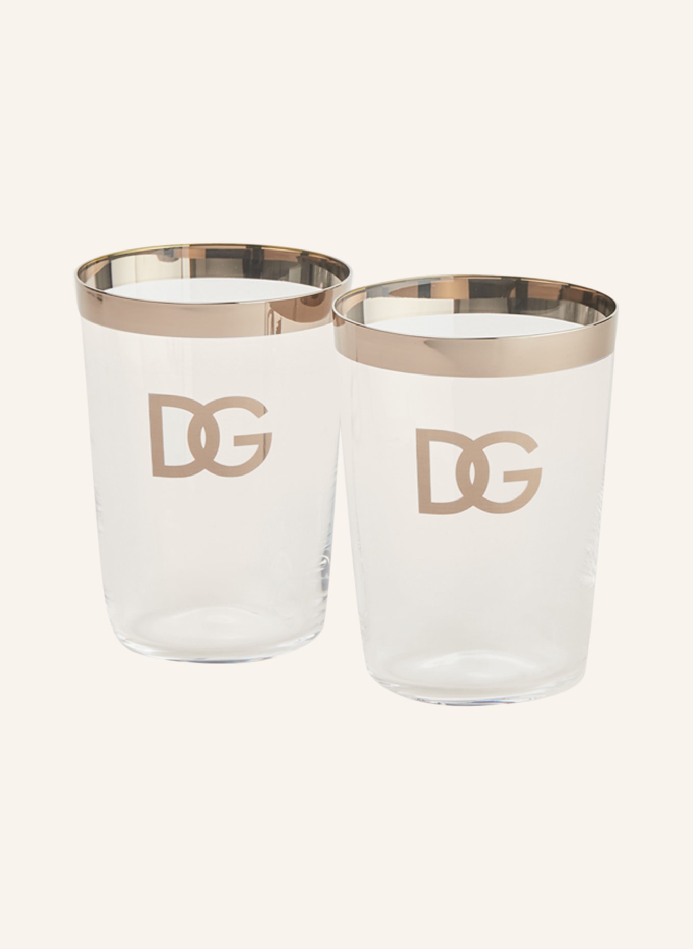 DOLCE & GABBANA CASA Set of 2 drinking glasses, Color: WHITE/ SILVER (Image 1)