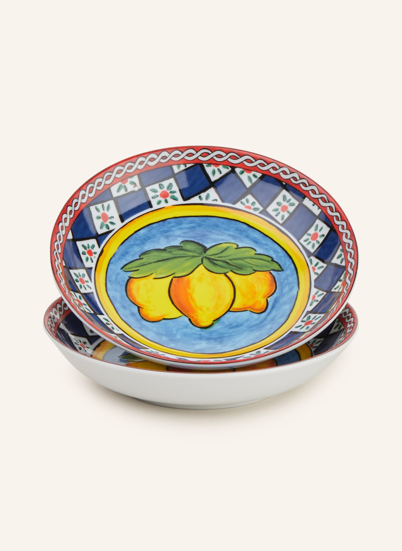 DOLCE & GABBANA CASA Set of 2 soup plates, Color: YELLOW/ LIGHT BLUE/ RED (Image 1)