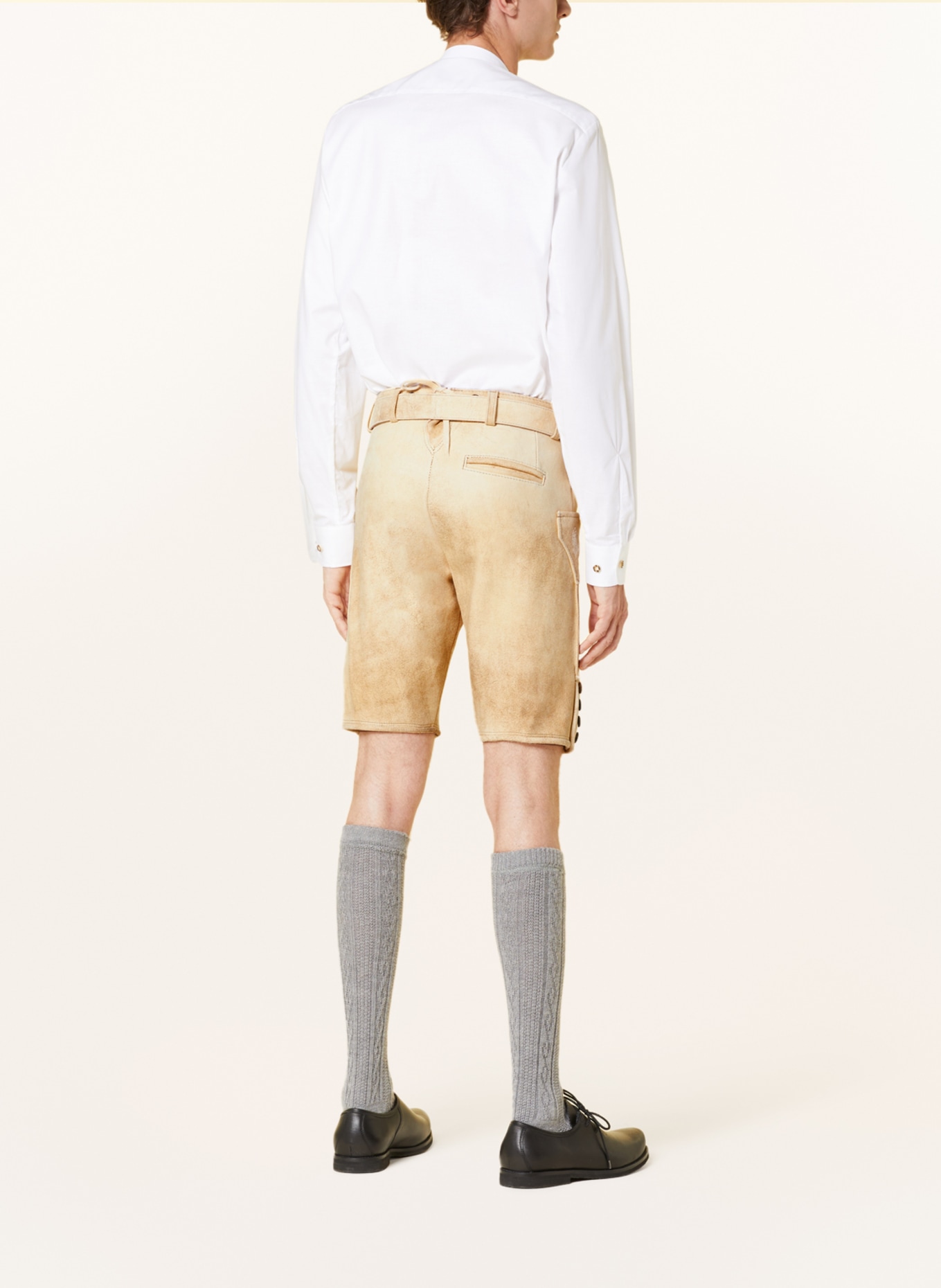 HIRSCHER Spodnie skórzane w stylu ludowym BERCHTESGARDEN, Kolor: ŻÓŁTY (Obrazek 3)
