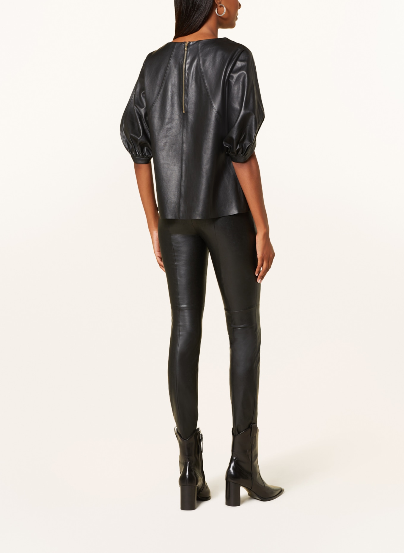 RIANI Shirt blouse made of leather, Color: BLACK (Image 3)