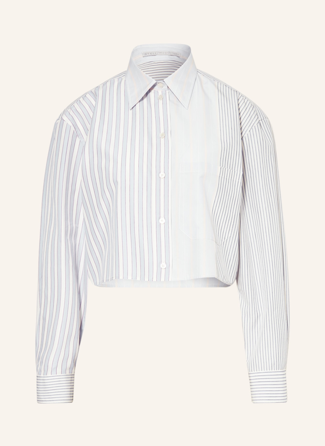 STELLA McCARTNEY Cropped shirt blouse, Color: WHITE/ LIGHT BLUE/ BLACK (Image 1)