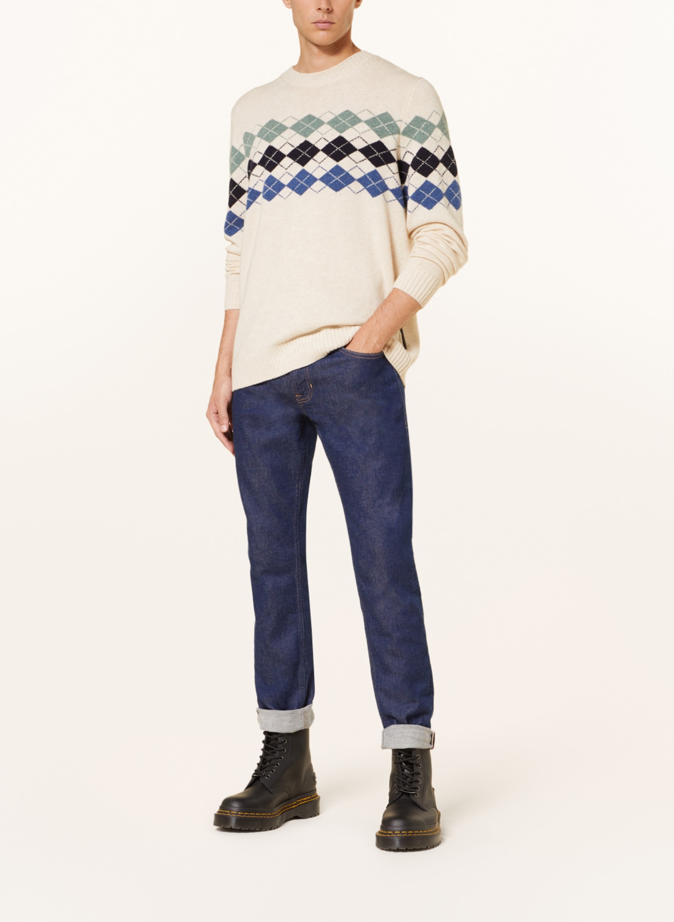 Wool sweater with argyle pattern – FYNCH-HATTON