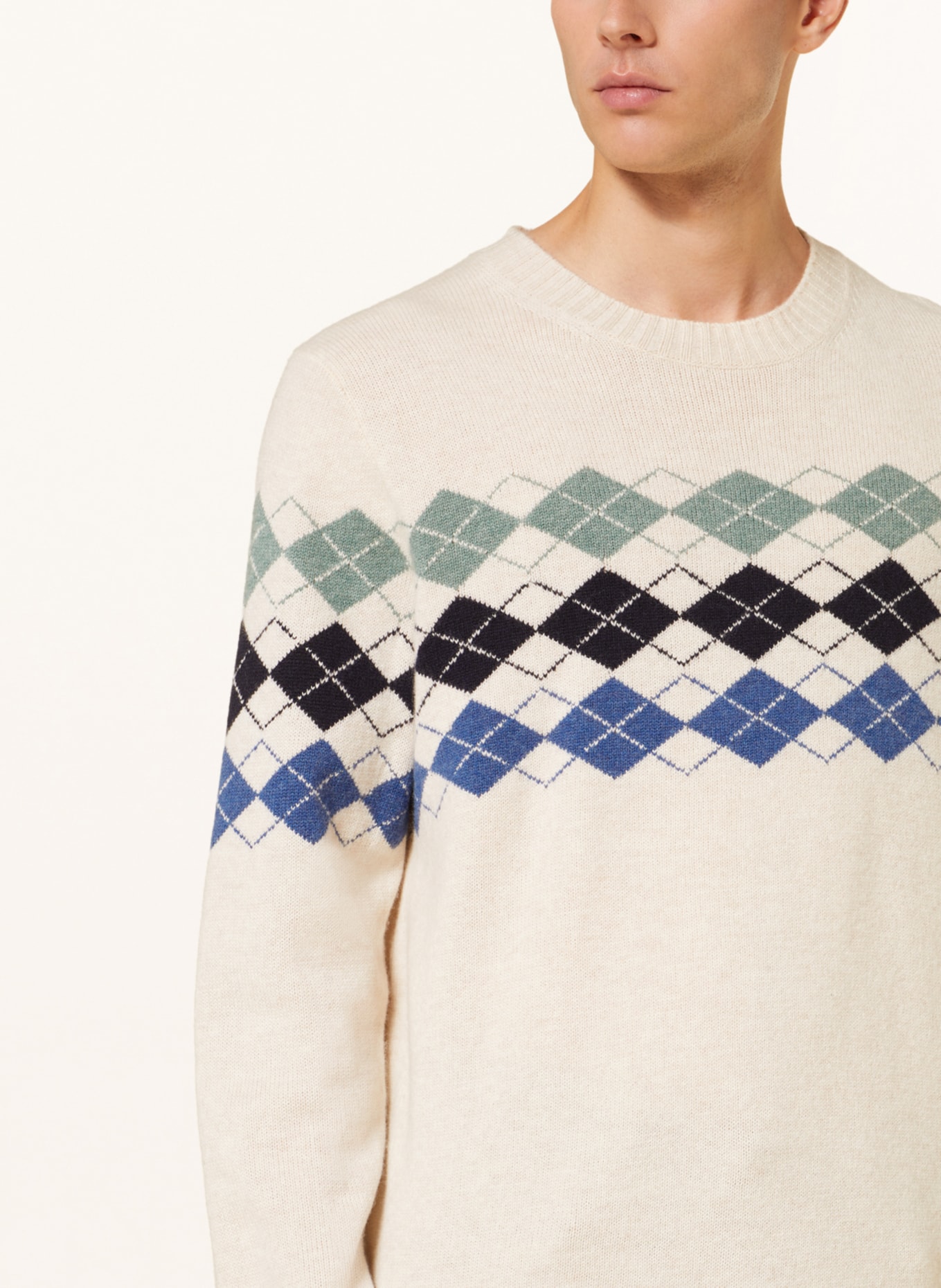 Wool sweater with argyle pattern – FYNCH-HATTON