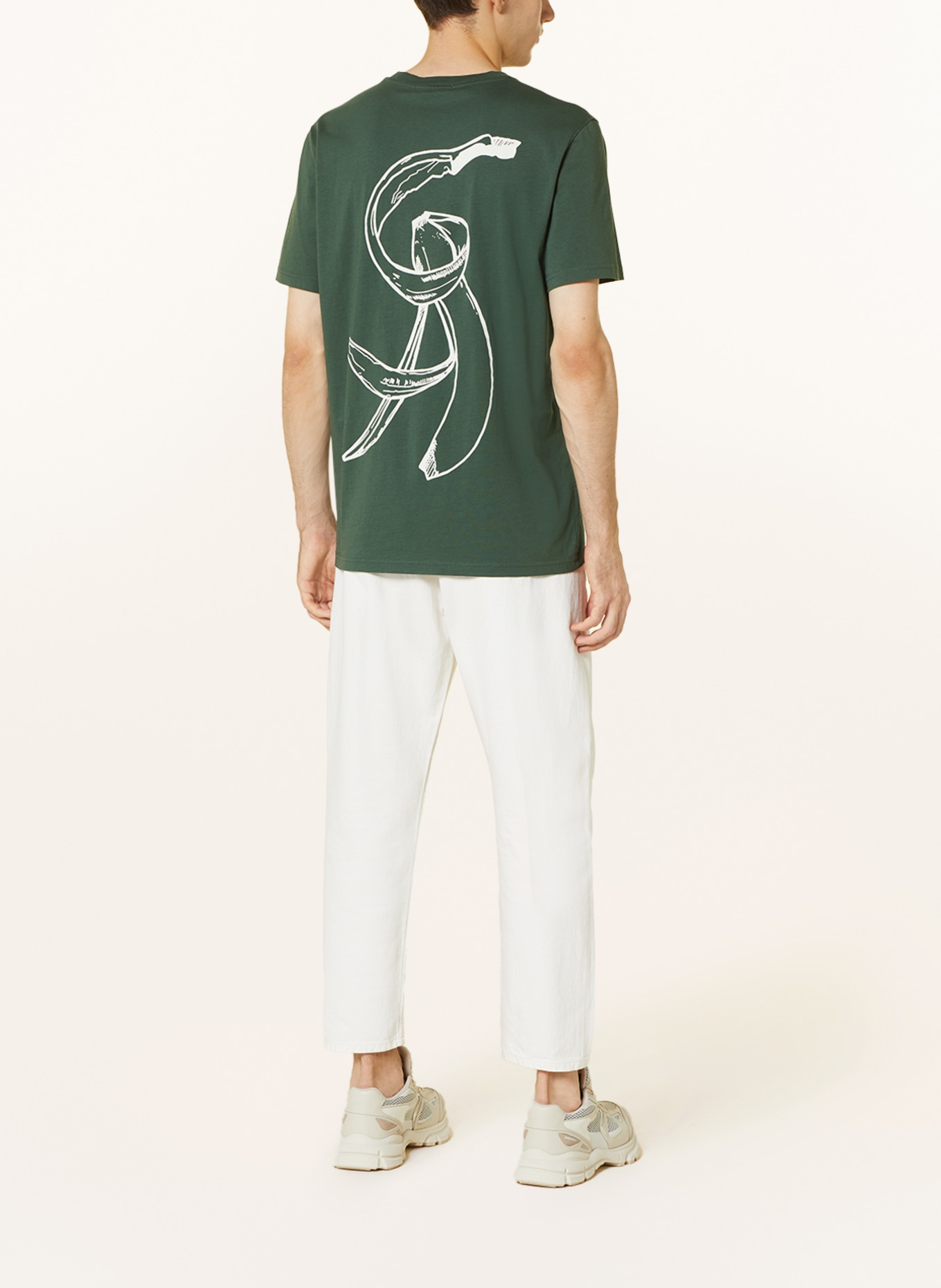 ARMEDANGELS T-shirt AADONI BANANAA relaxed fit, Color: DARK GREEN/ WHITE (Image 2)