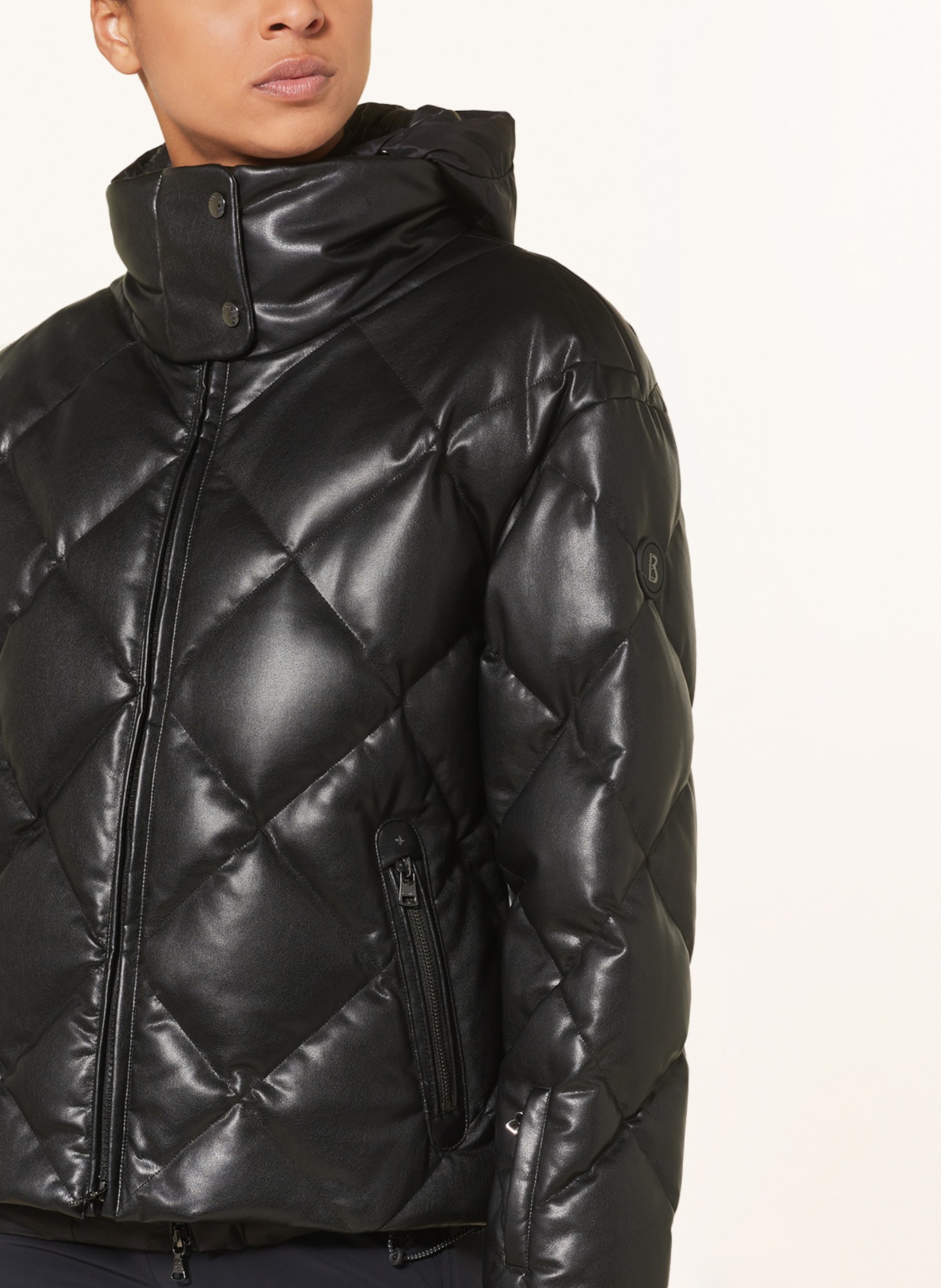 BOGNER Down jacket LISSI in leather look in black