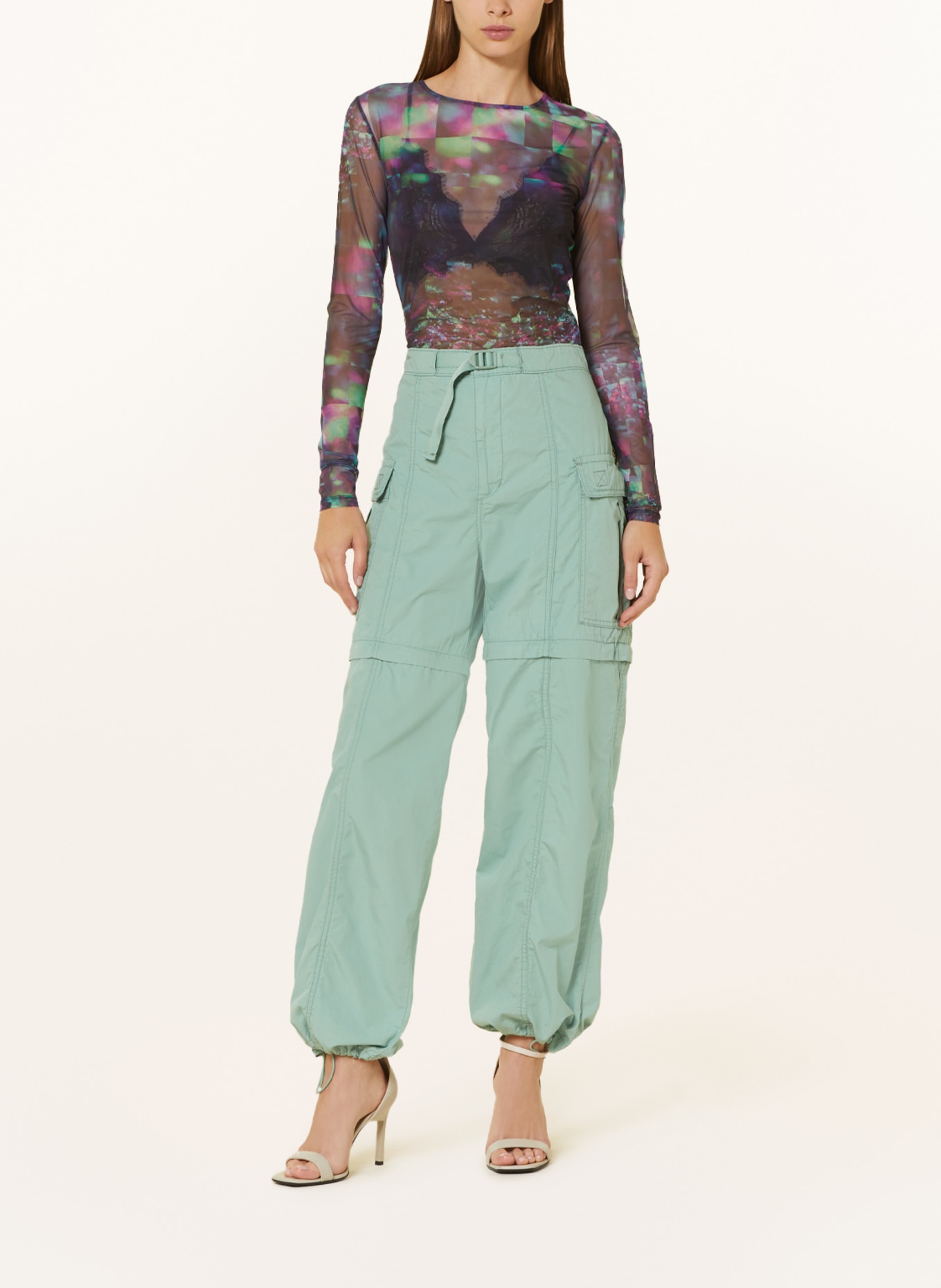 Calvin Klein Jeans Koszulka z długim rękawem z siateczki, Kolor: NIEBIESKI/ JASKRAWY ZIELONY/ FUKSJA (Obrazek 2)