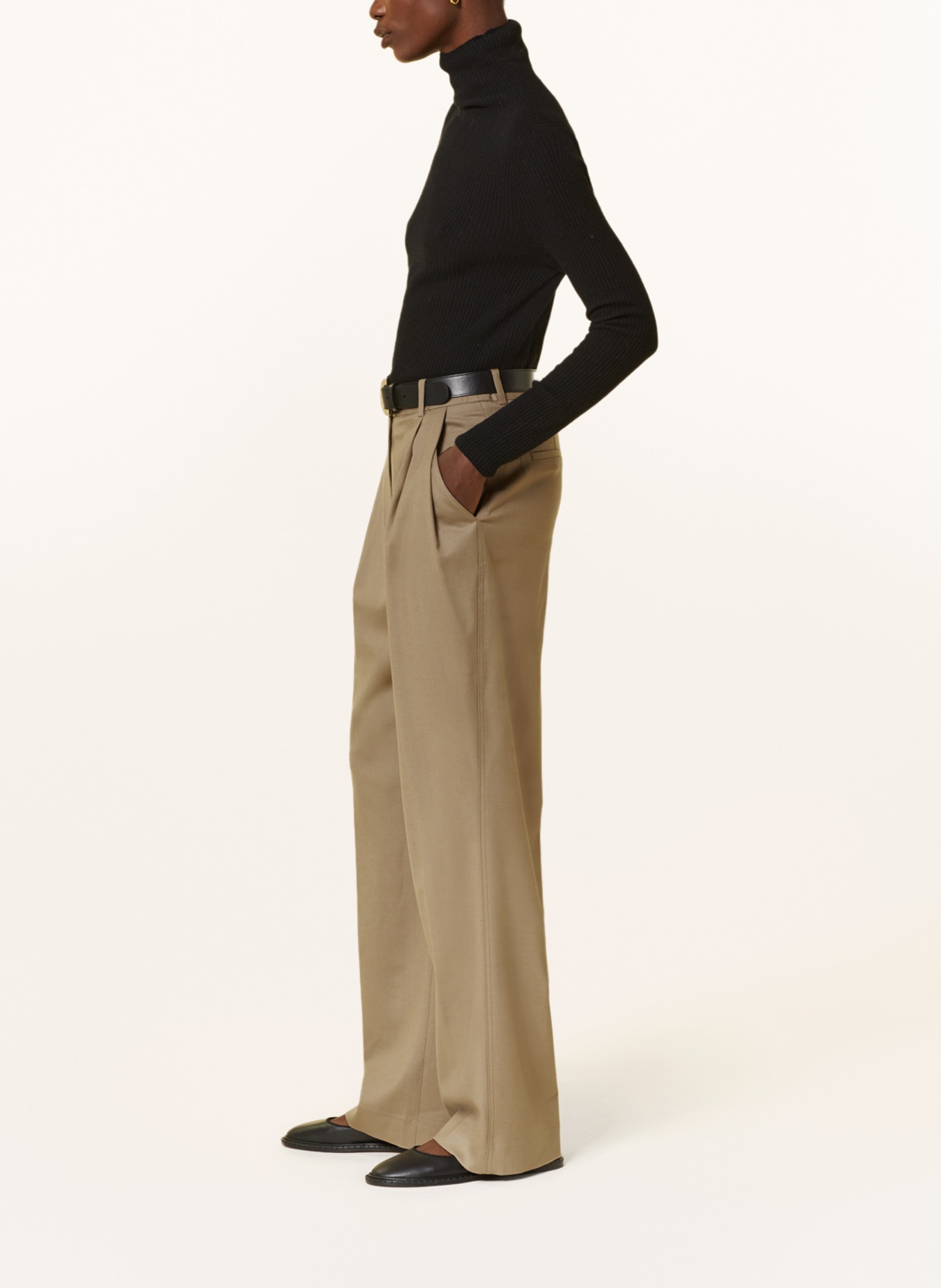 LOULOU STUDIO Wide leg trousers SOLO, Color: BEIGE (Image 4)