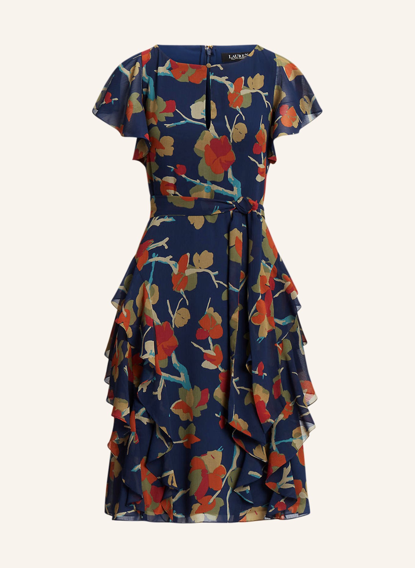 LAUREN RALPH LAUREN Kleid POLY, Farbe: BLAU/ GRÜN/ DUNKELROT (Bild 1)