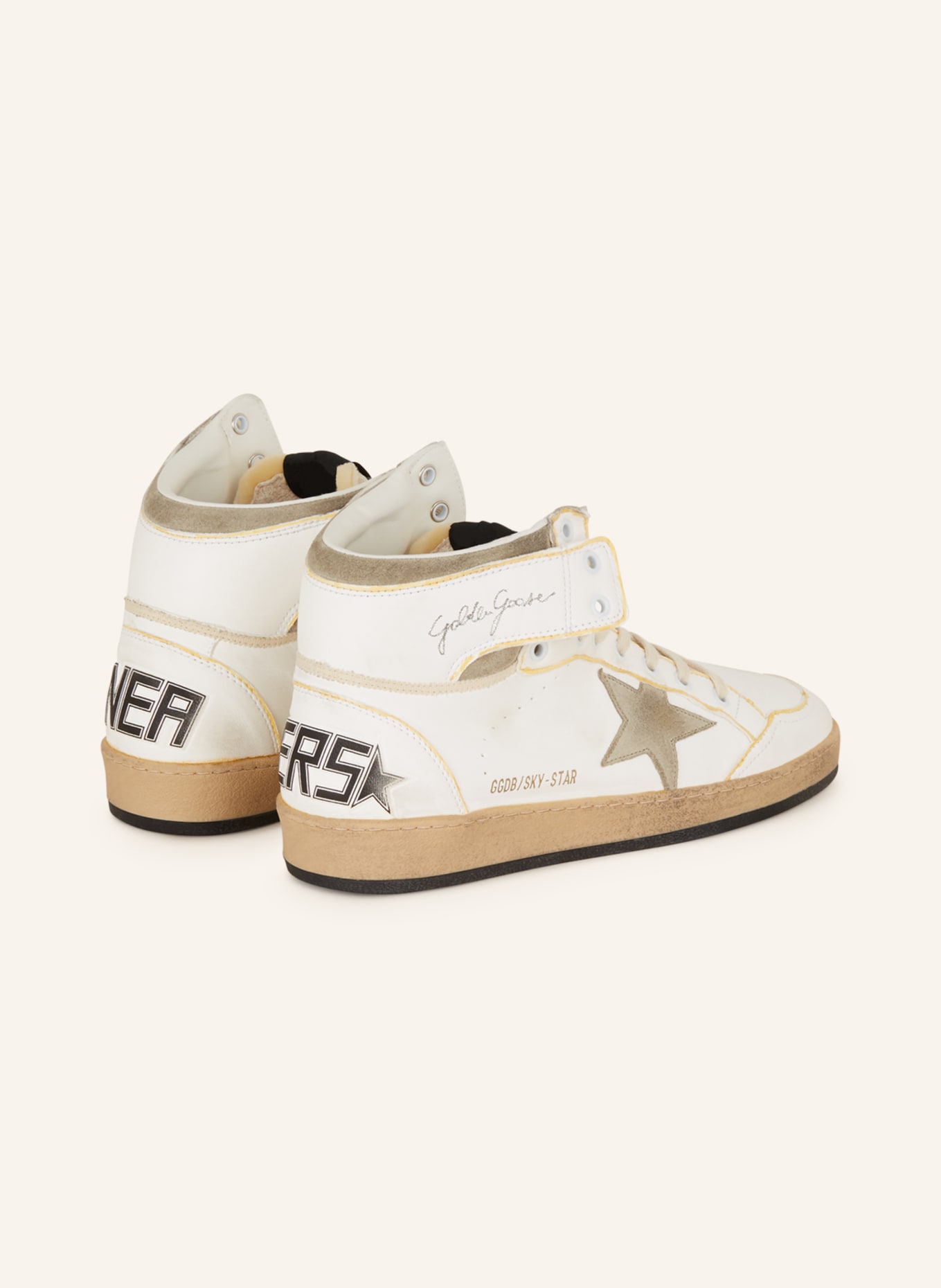 GOLDEN GOOSE High-top sneakers SKY STAR, Color: WHITE/ TAUPE/ YELLOW (Image 2)