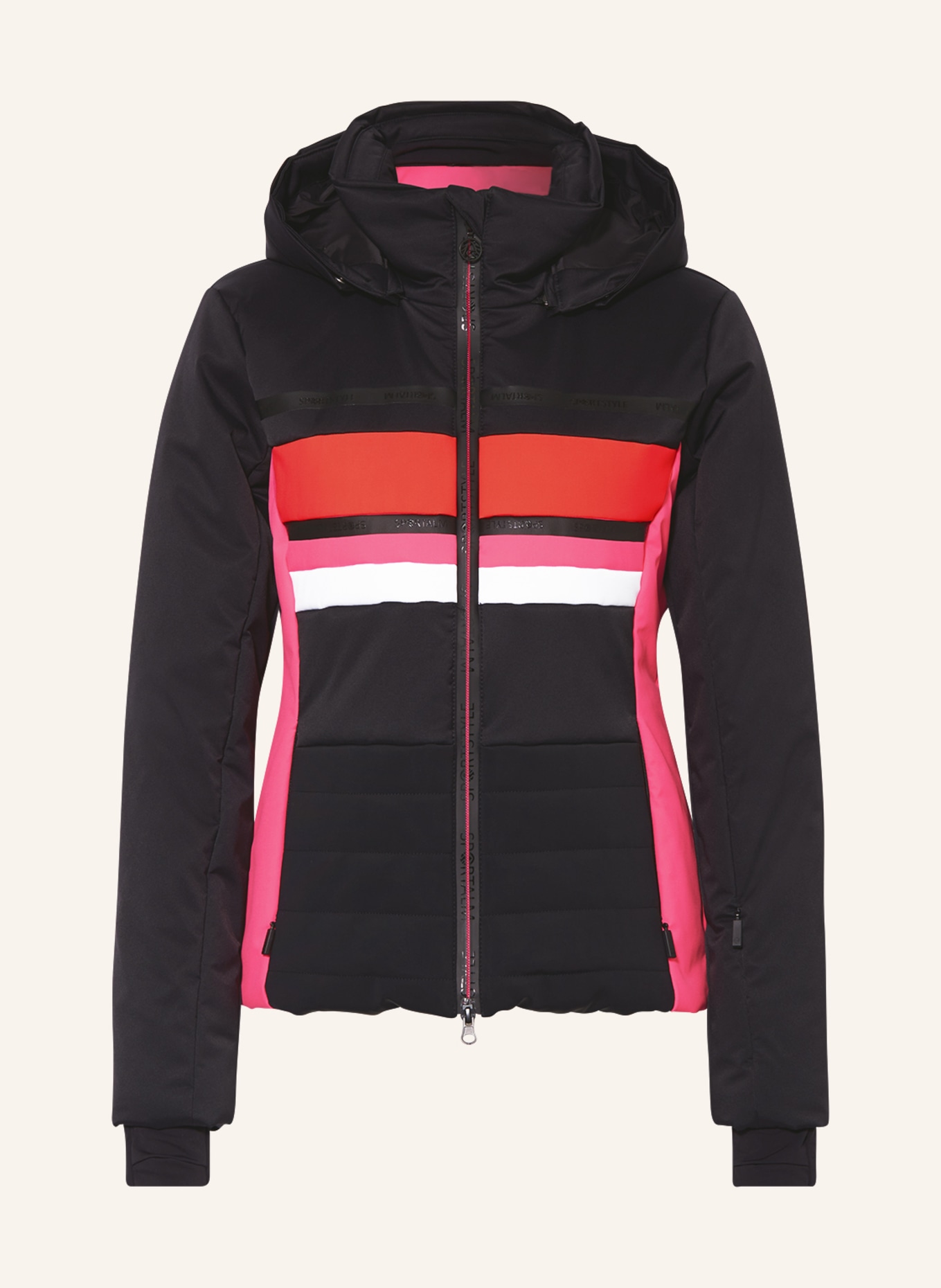 SPORTALM Ski jacket, Color: BLACK/ NEON PINK/ WHITE (Image 1)