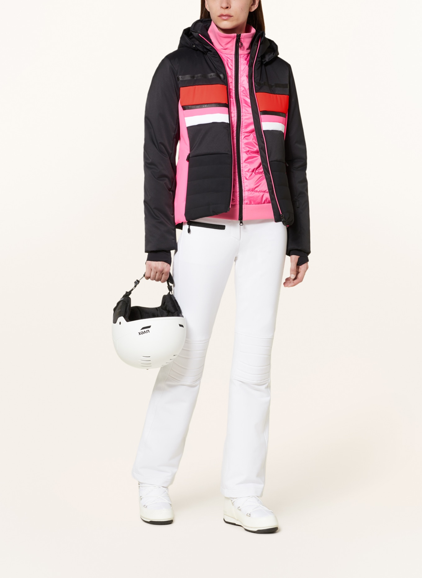 SPORTALM Ski jacket, Color: BLACK/ NEON PINK/ WHITE (Image 2)