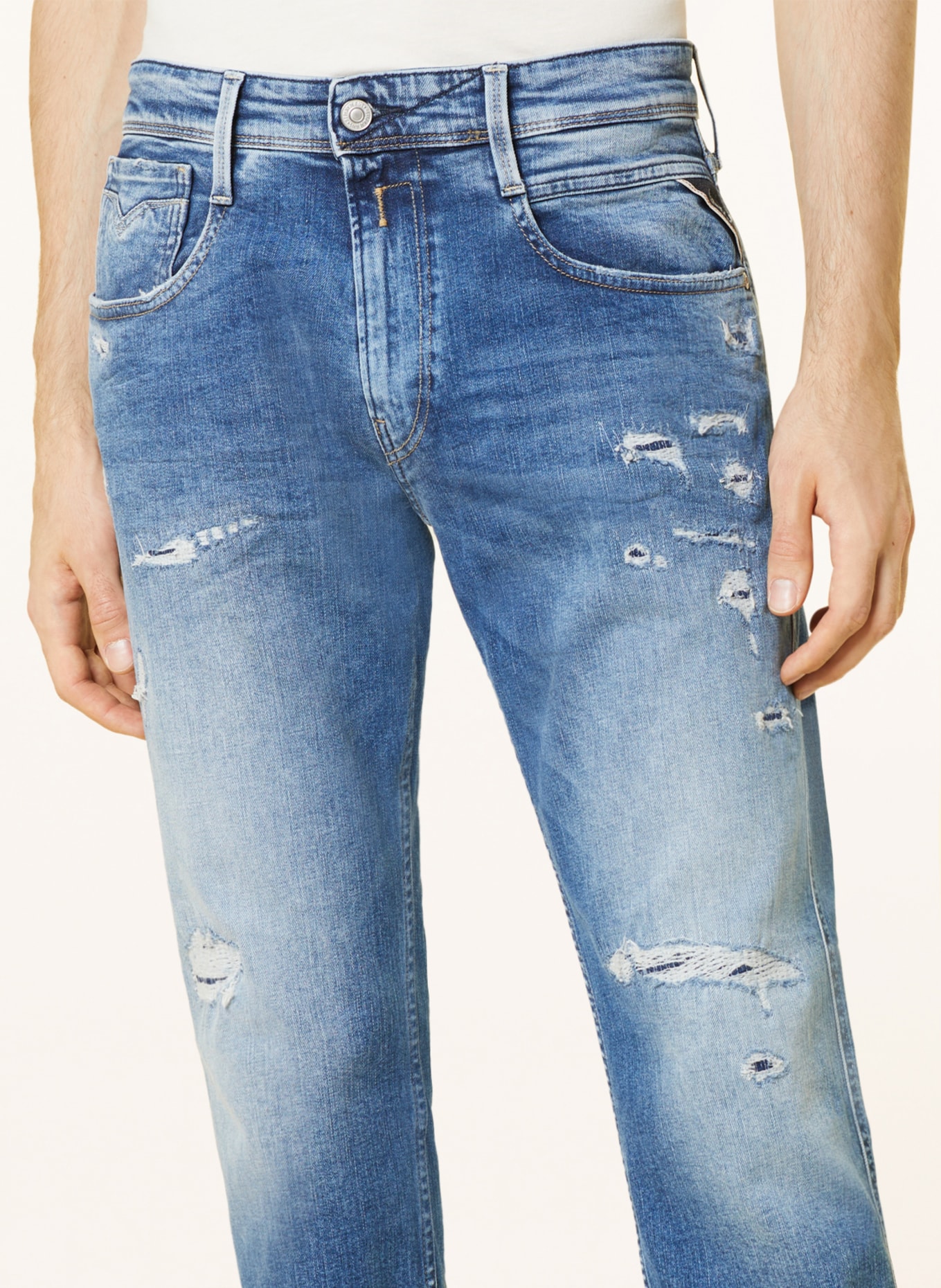 REPLAY Destroyed jeans ANBASS slim fit, Color: 009 MEDIUM BLUE (Image 6)