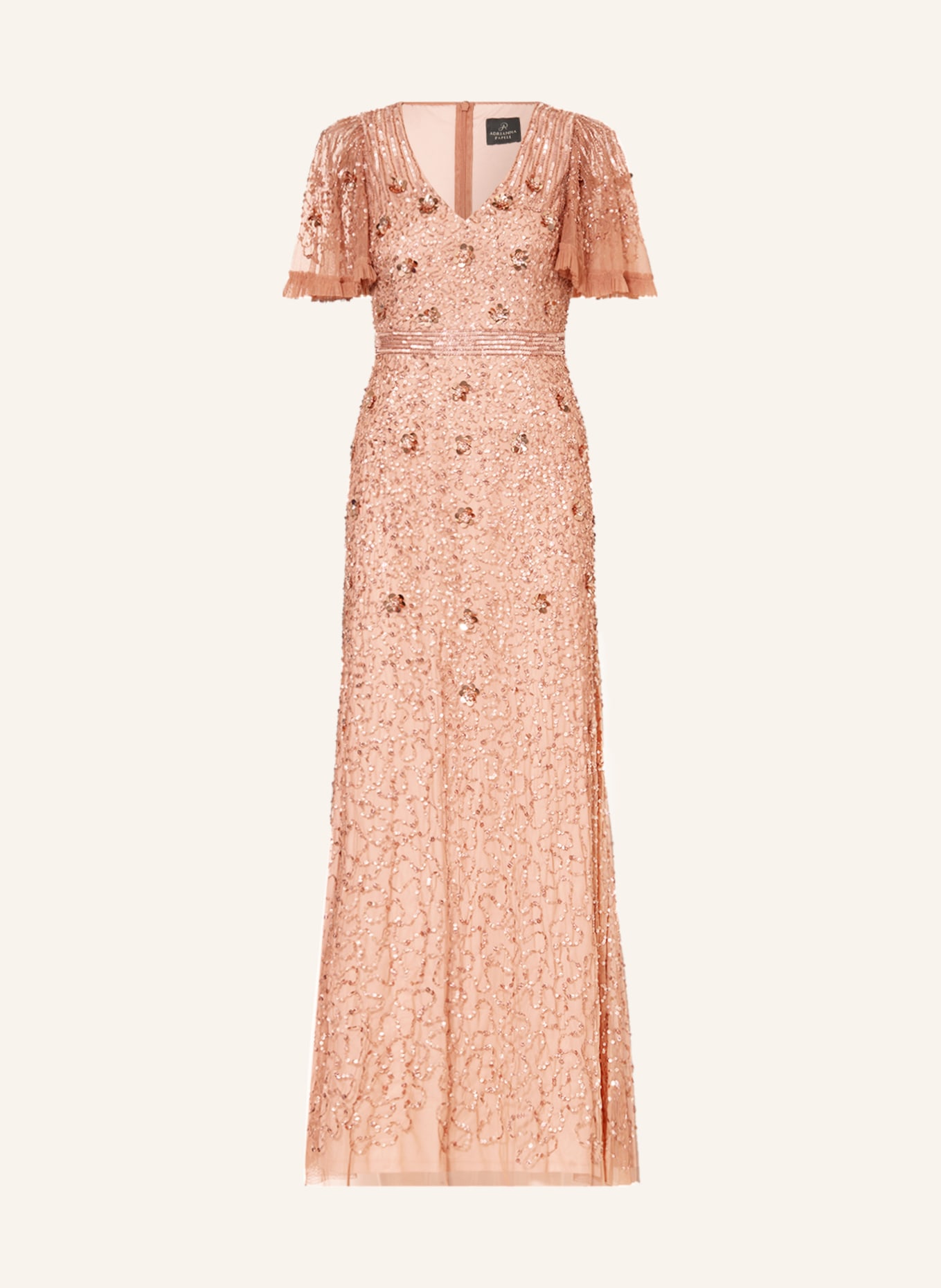 ADRIANNA PAPELL Kleid mit Pailletten und Schmucksteinen, Farbe: ROSÉ(Bild null)