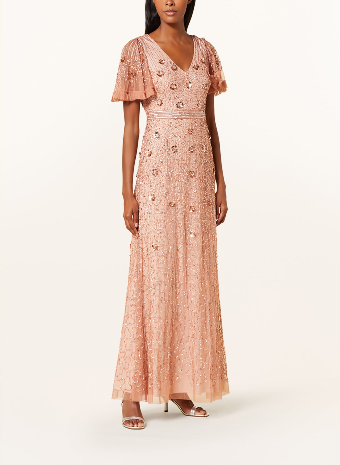 ADRIANNA PAPELL Kleid mit Pailletten und Schmucksteinen, Farbe: ROSÉ (Bild 2)