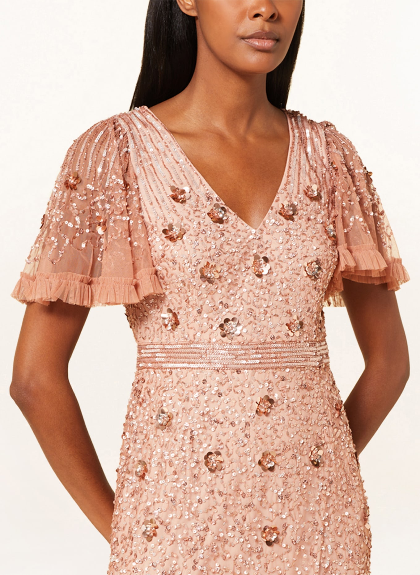 ADRIANNA PAPELL Kleid mit Pailletten und Schmucksteinen, Farbe: ROSÉ (Bild 4)