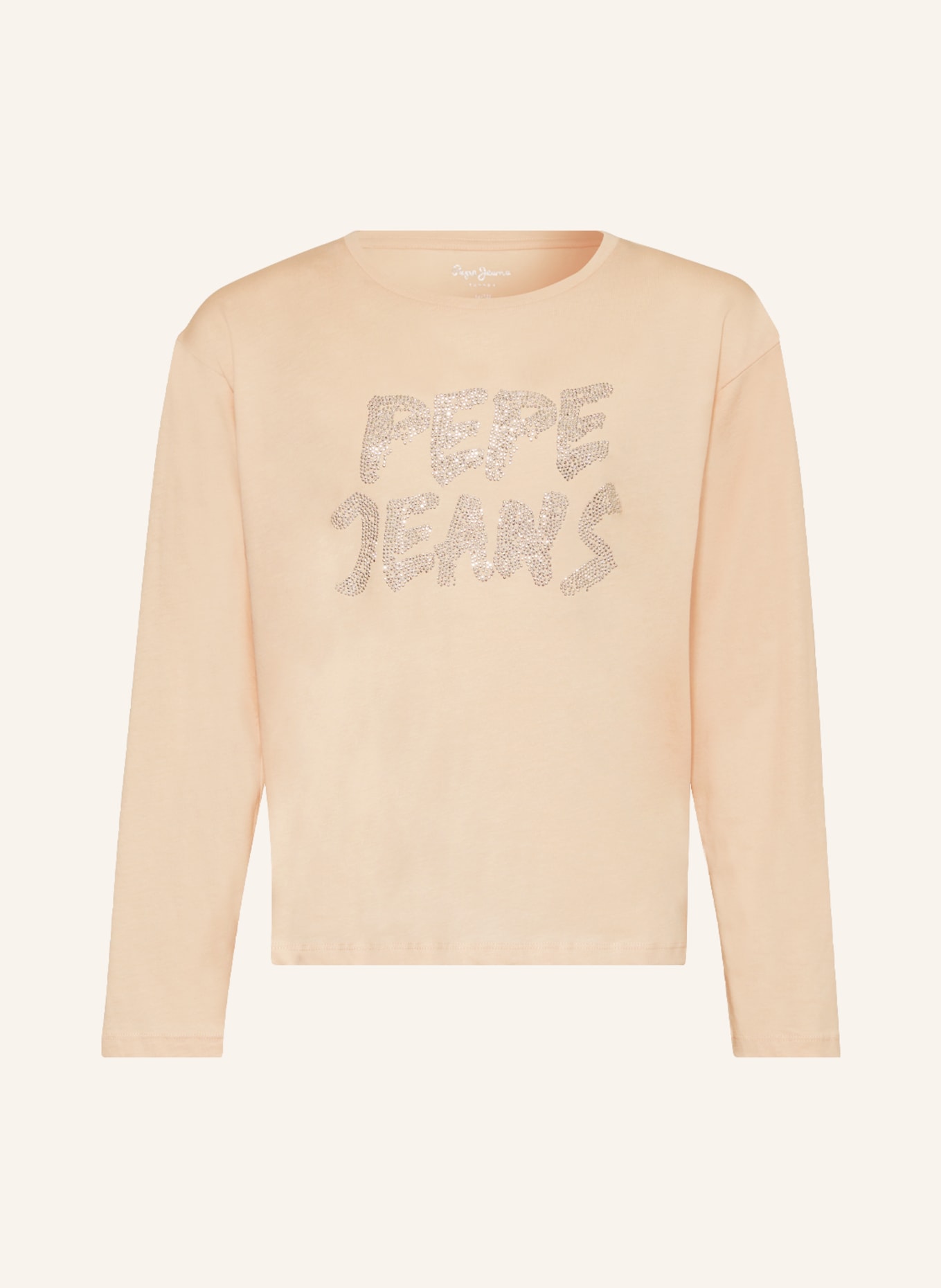 Pepe Jeans Tričko s dlouhým rukávem s ozdobnými kamínky, Barva: SVĚTLE RŮŽOVÁ (Obrázek 1)