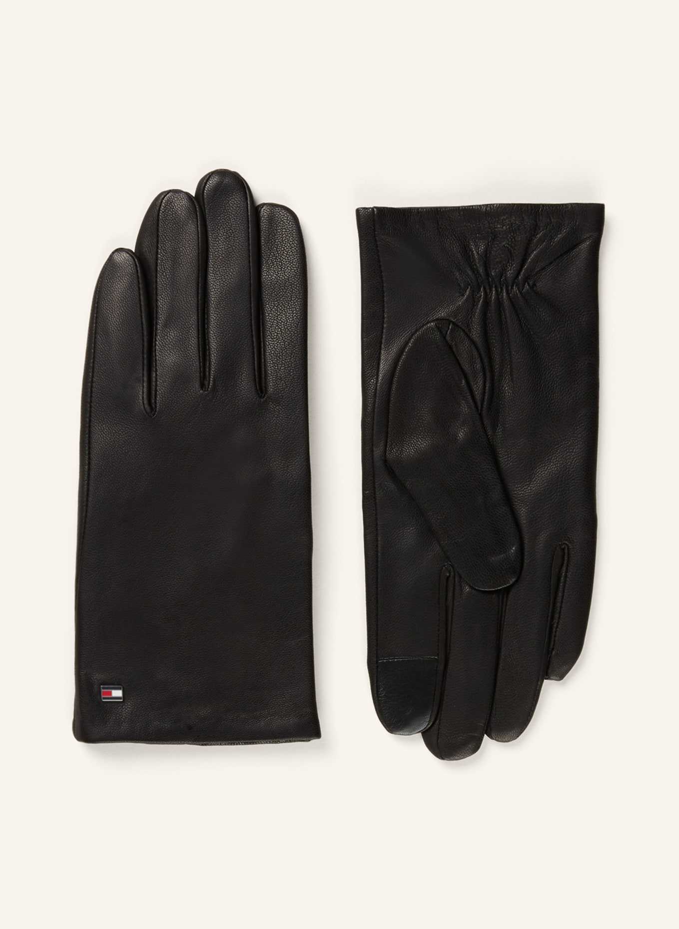TOMMY HILFIGER Leather gloves with touch screen function, Color: BLACK (Image 1)