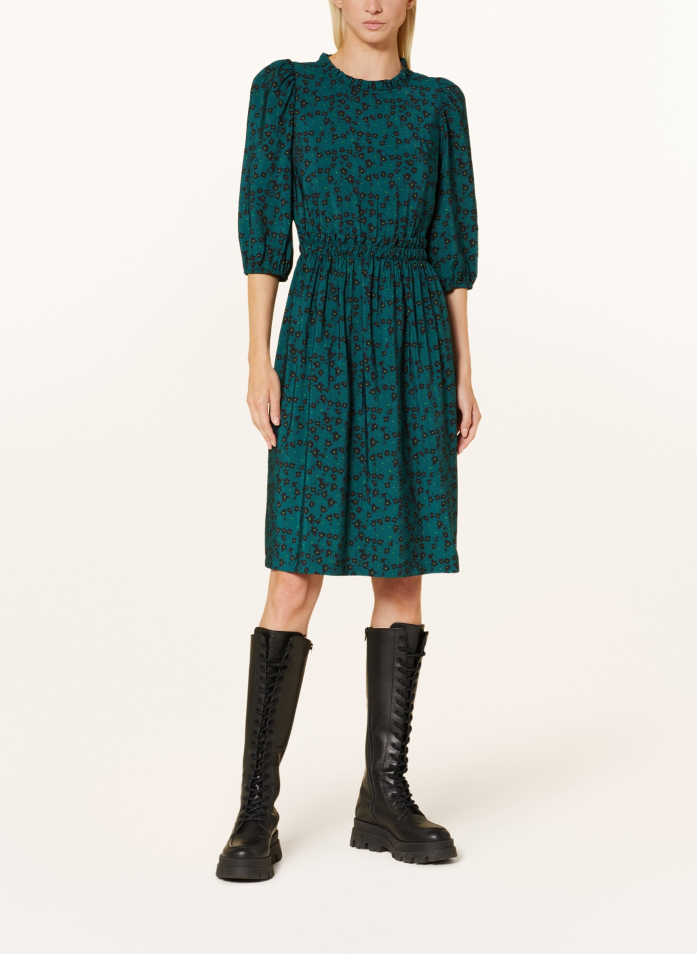 Marc O'Polo DENIM Dress with 3/4 sleeves, Color: TEAL/ LIGHT GREEN/ BLACK (Image 2)