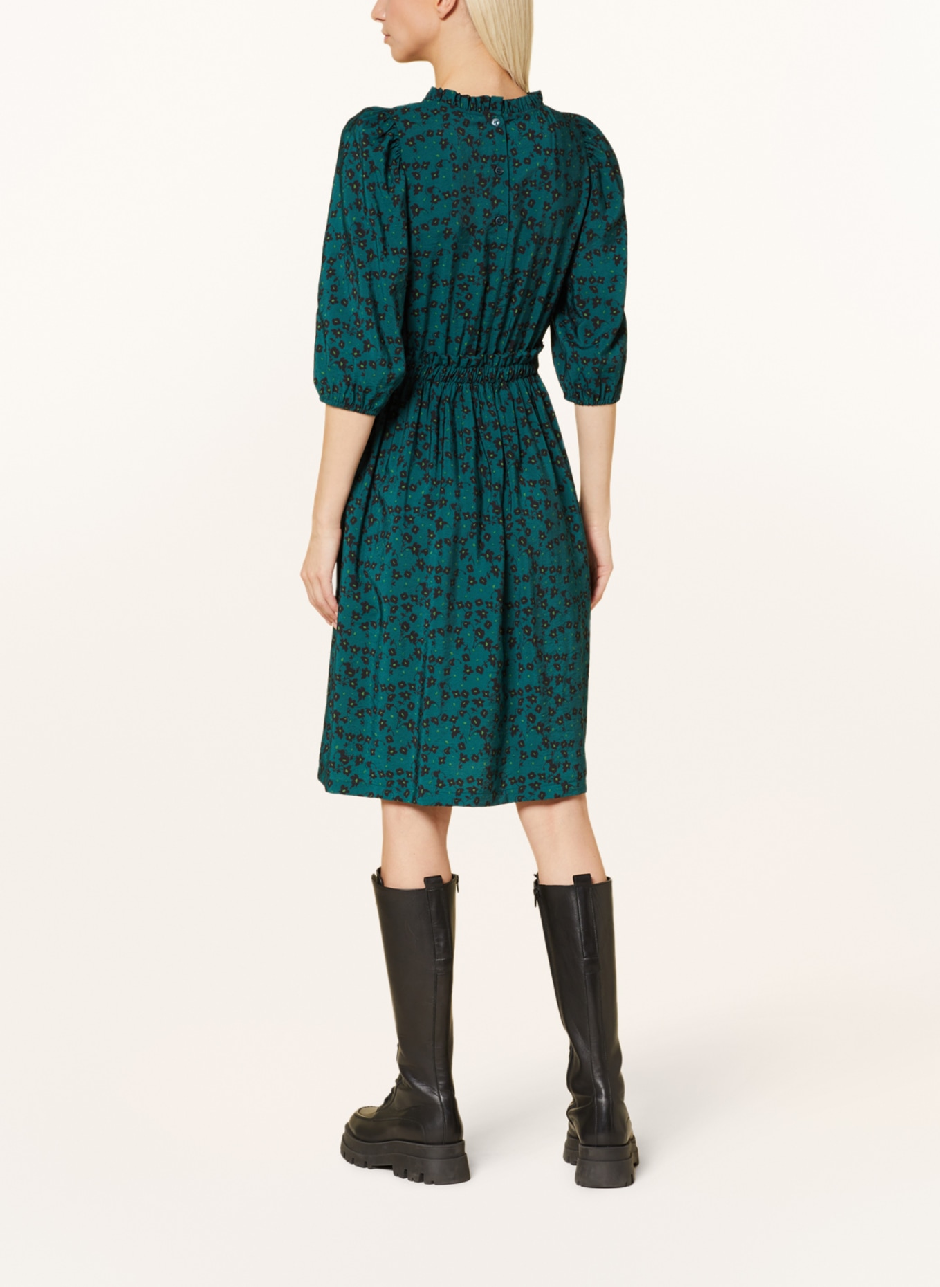 Marc O'Polo DENIM Dress with 3/4 sleeves, Color: TEAL/ LIGHT GREEN/ BLACK (Image 3)