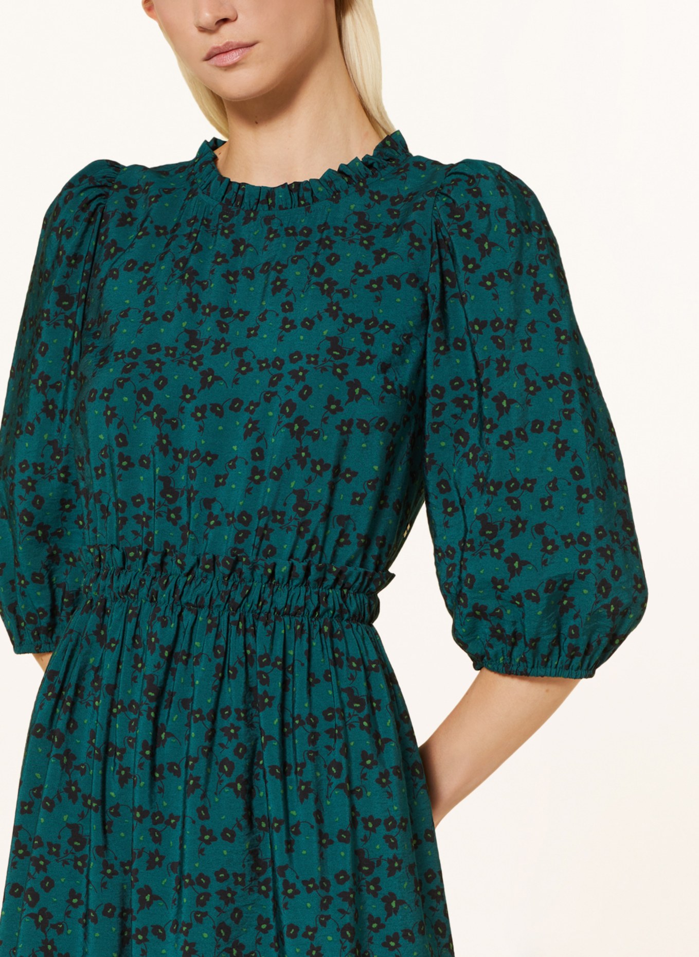 Marc O'Polo DENIM Dress with 3/4 sleeves, Color: TEAL/ LIGHT GREEN/ BLACK (Image 4)