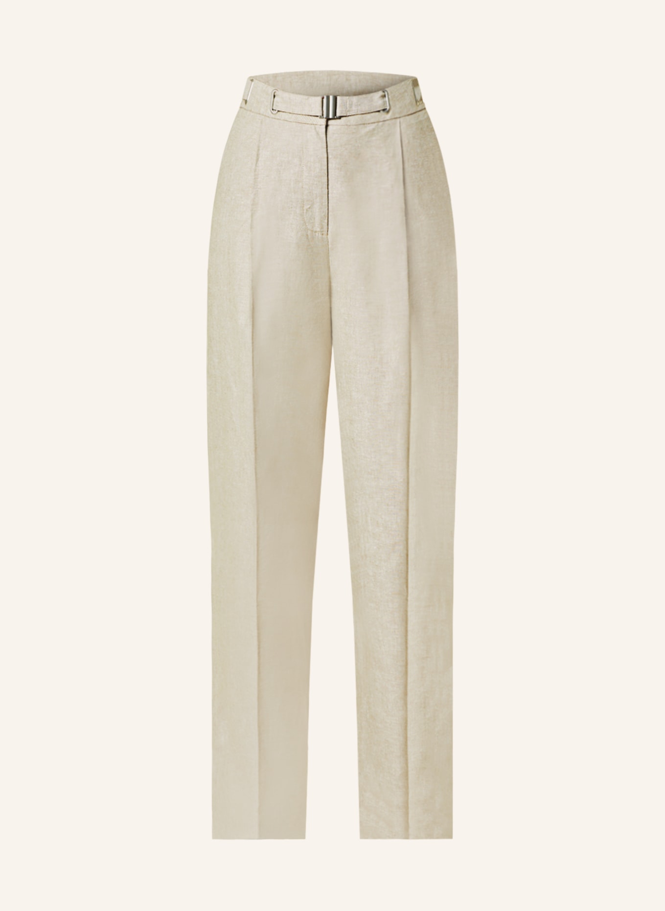 REMAIN Wide leg trousers with linen, Color: BEIGE (Image 1)
