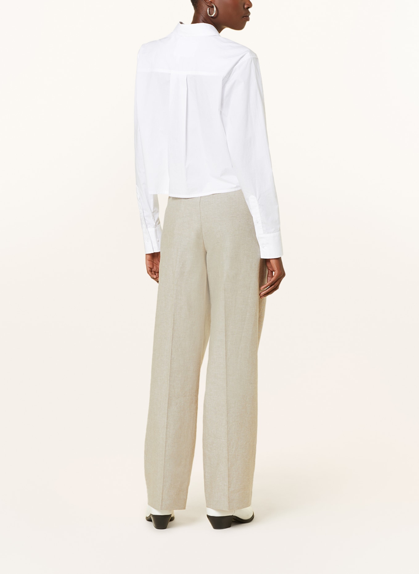 REMAIN Wide leg trousers with linen, Color: BEIGE (Image 3)