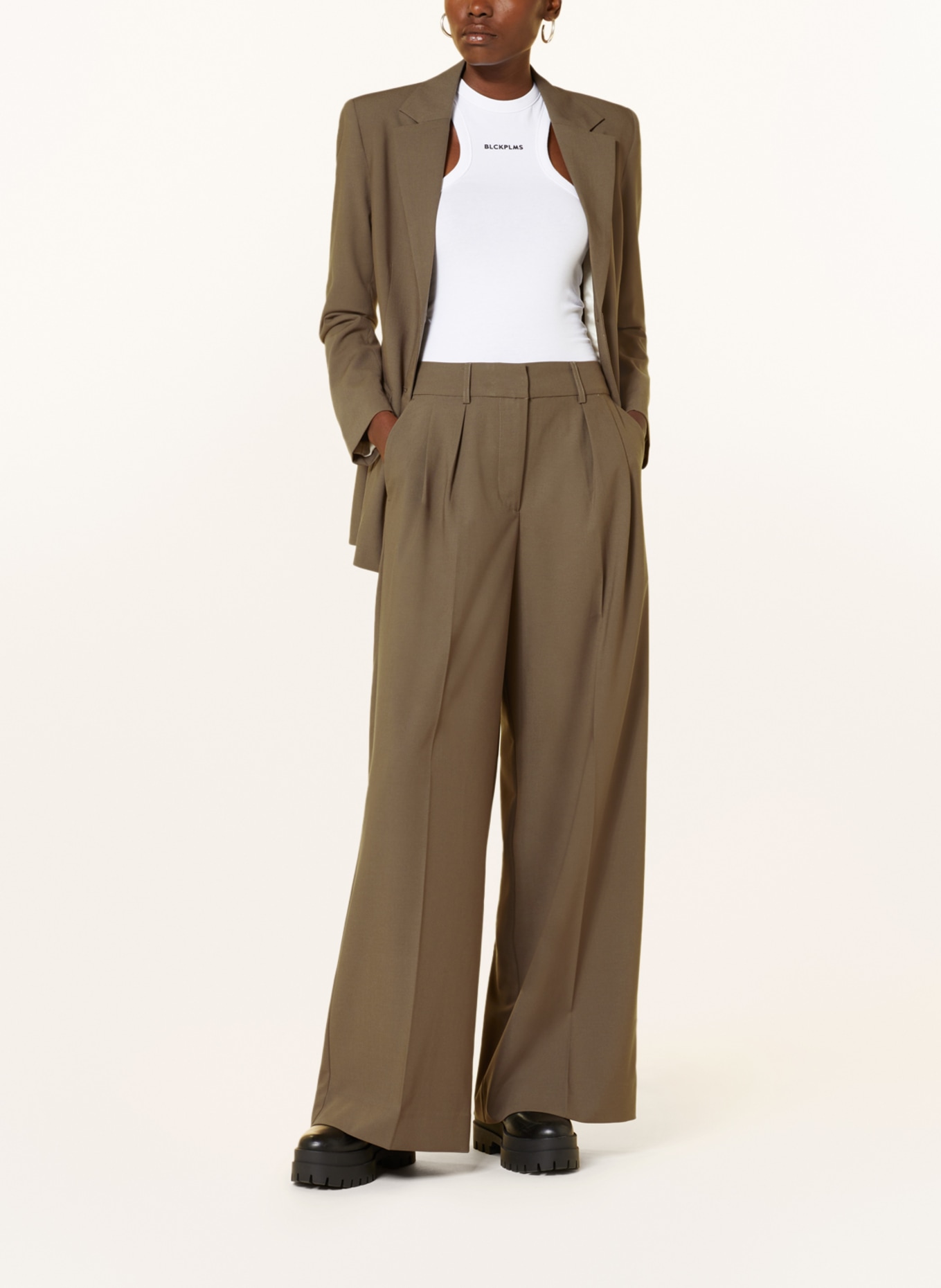 REMAIN Wide leg trousers, Color: OLIVE (Image 2)