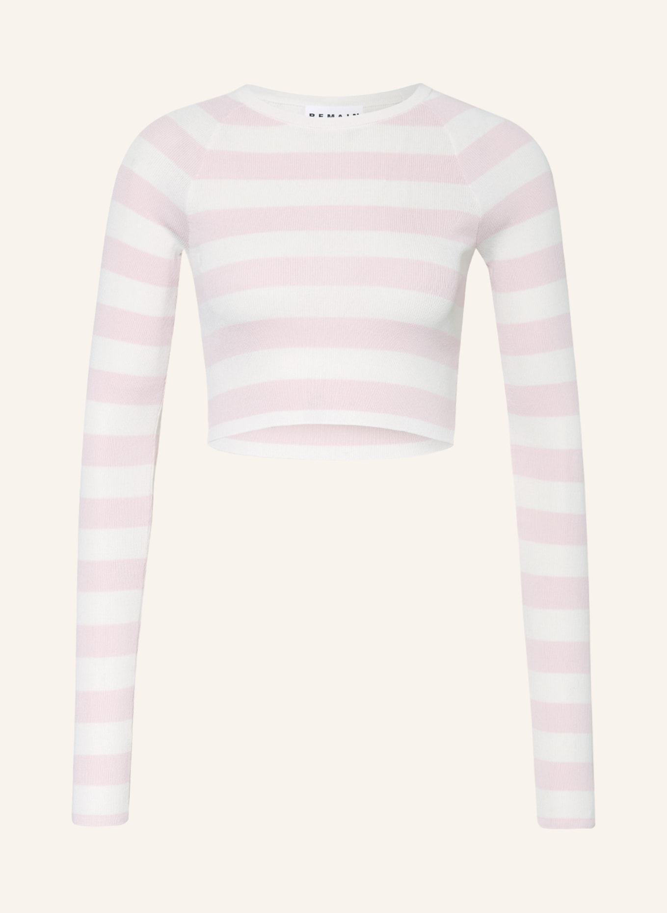 REMAIN Cropped sweater, Color: WHITE/ LIGHT PINK (Image 1)
