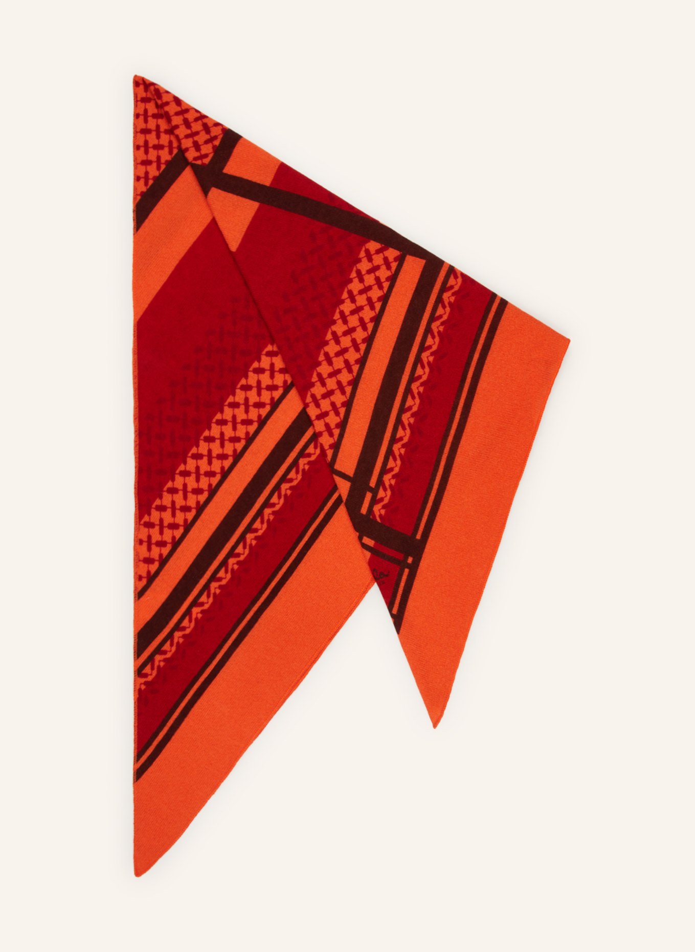 Lala Berlin Dreieckstuch TRINITY aus Cashmere, Farbe: ORANGE/ DUNKELROT/ DUNKELBRAUN (Bild 1)