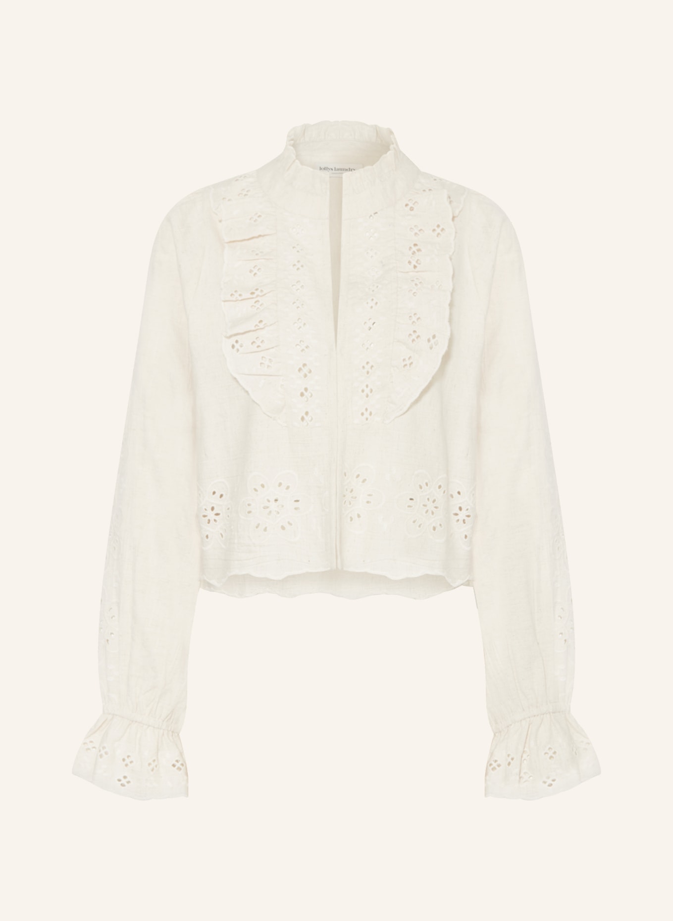 lollys laundry Blouse DAVENPORT with broderie anglaise, Color: ECRU (Image 1)