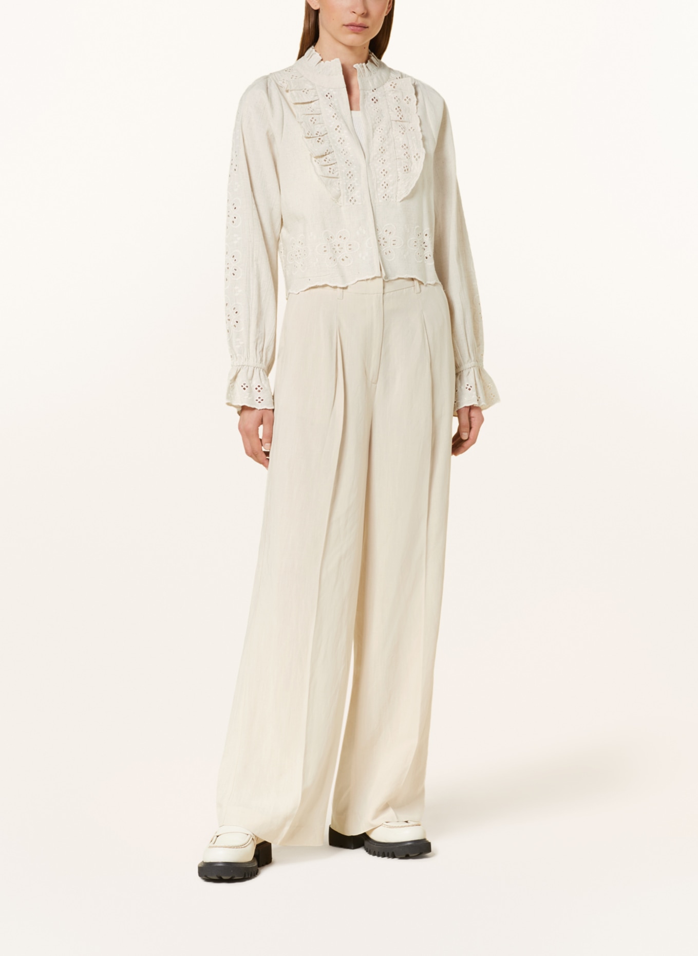 lollys laundry Blouse DAVENPORT with broderie anglaise, Color: ECRU (Image 2)