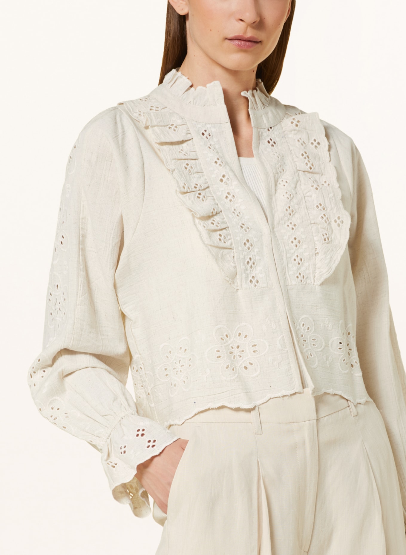 lollys laundry Blouse DAVENPORT with broderie anglaise, Color: ECRU (Image 4)