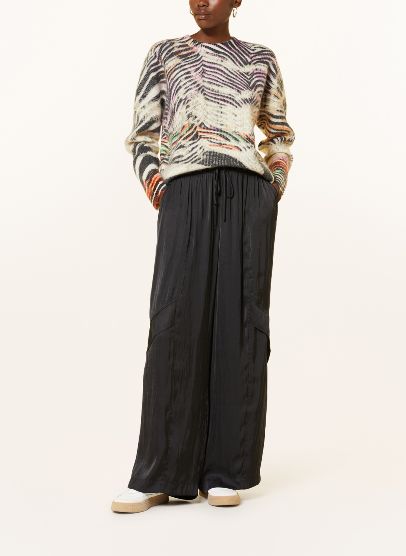 Lala Berlin Pullover KACYLITO mit Mohair, Farbe: SCHWARZ/ FUCHSIA/ HELLORANGE (Bild 2)