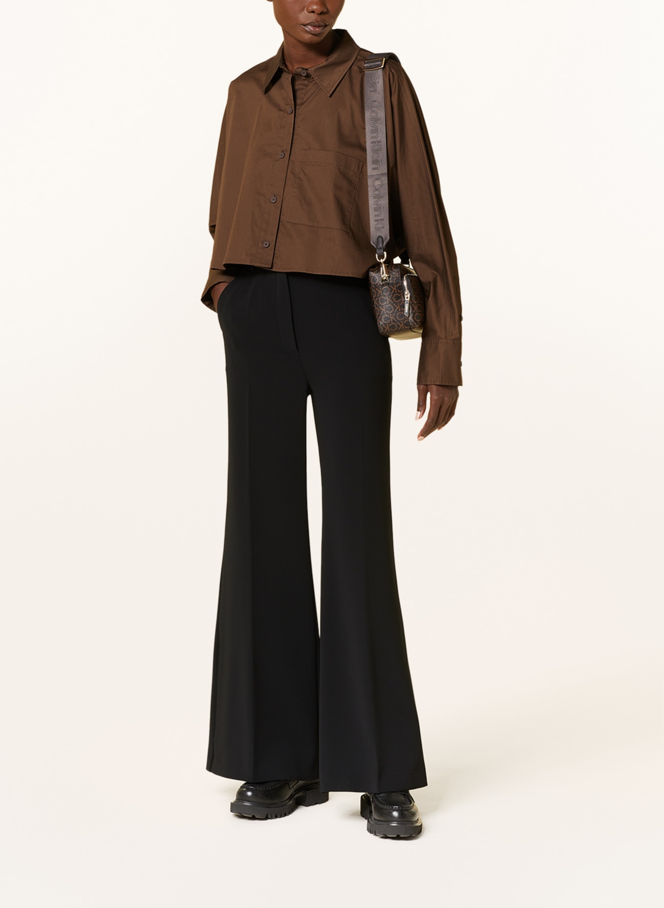 Calvin Klein Cropped shirt blouse, Color: BROWN (Image 2)