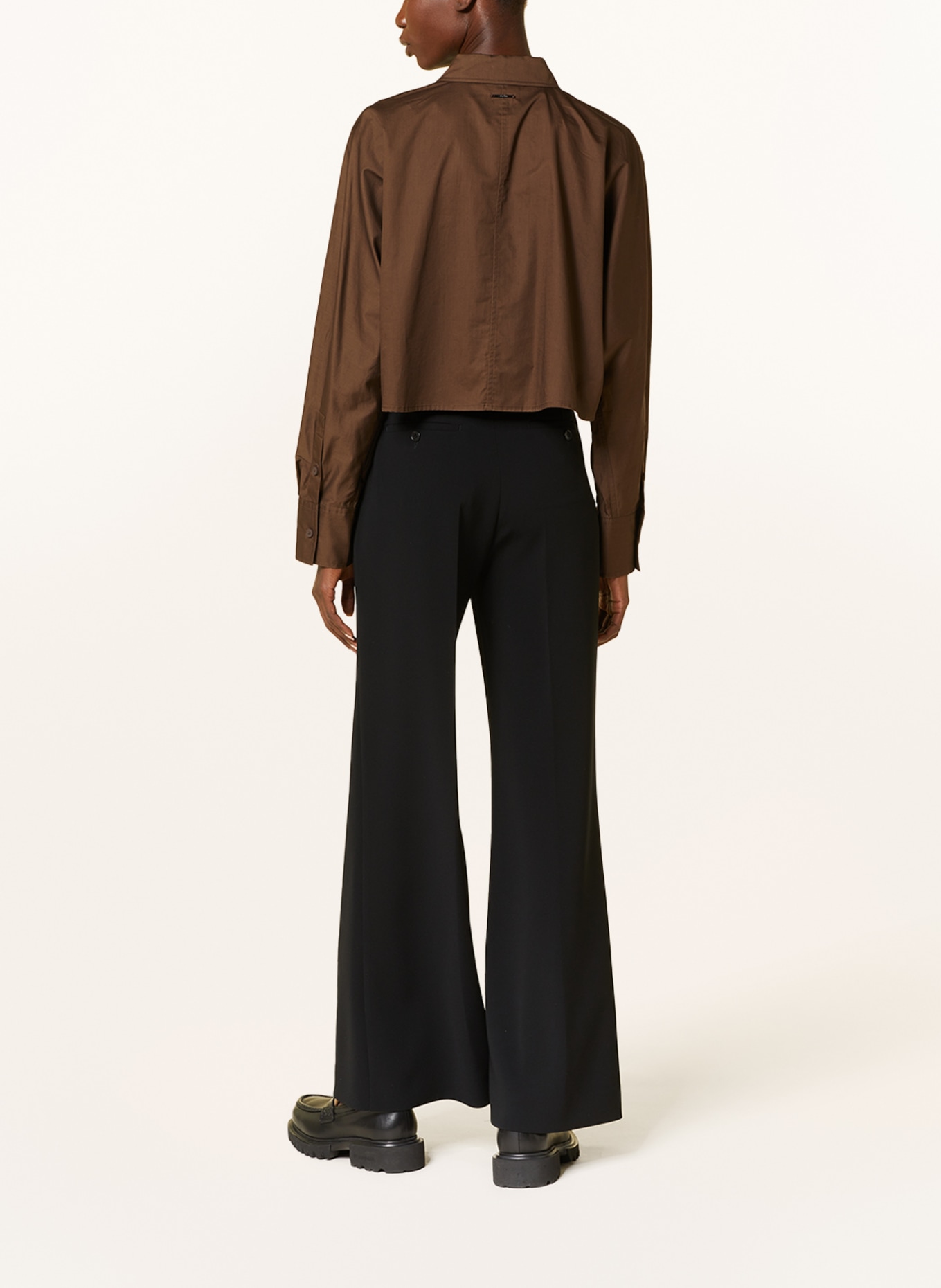 Calvin Klein Cropped košilová halenka, Barva: HNĚDÁ (Obrázek 3)