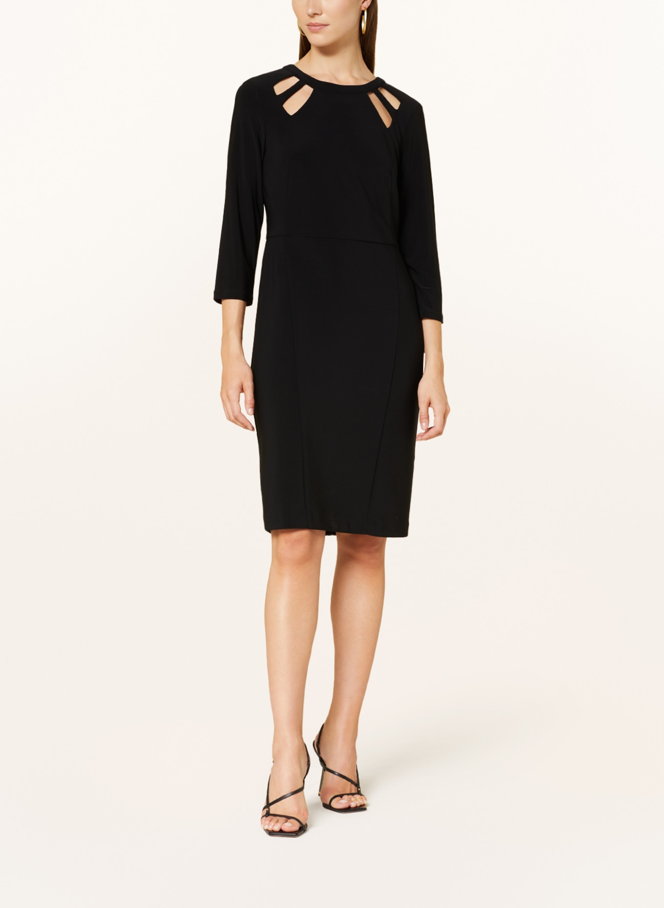 Joseph Ribkoff Sheath dress with cut-out and 3/4 sleeves, Color: BLACK (Image 2)