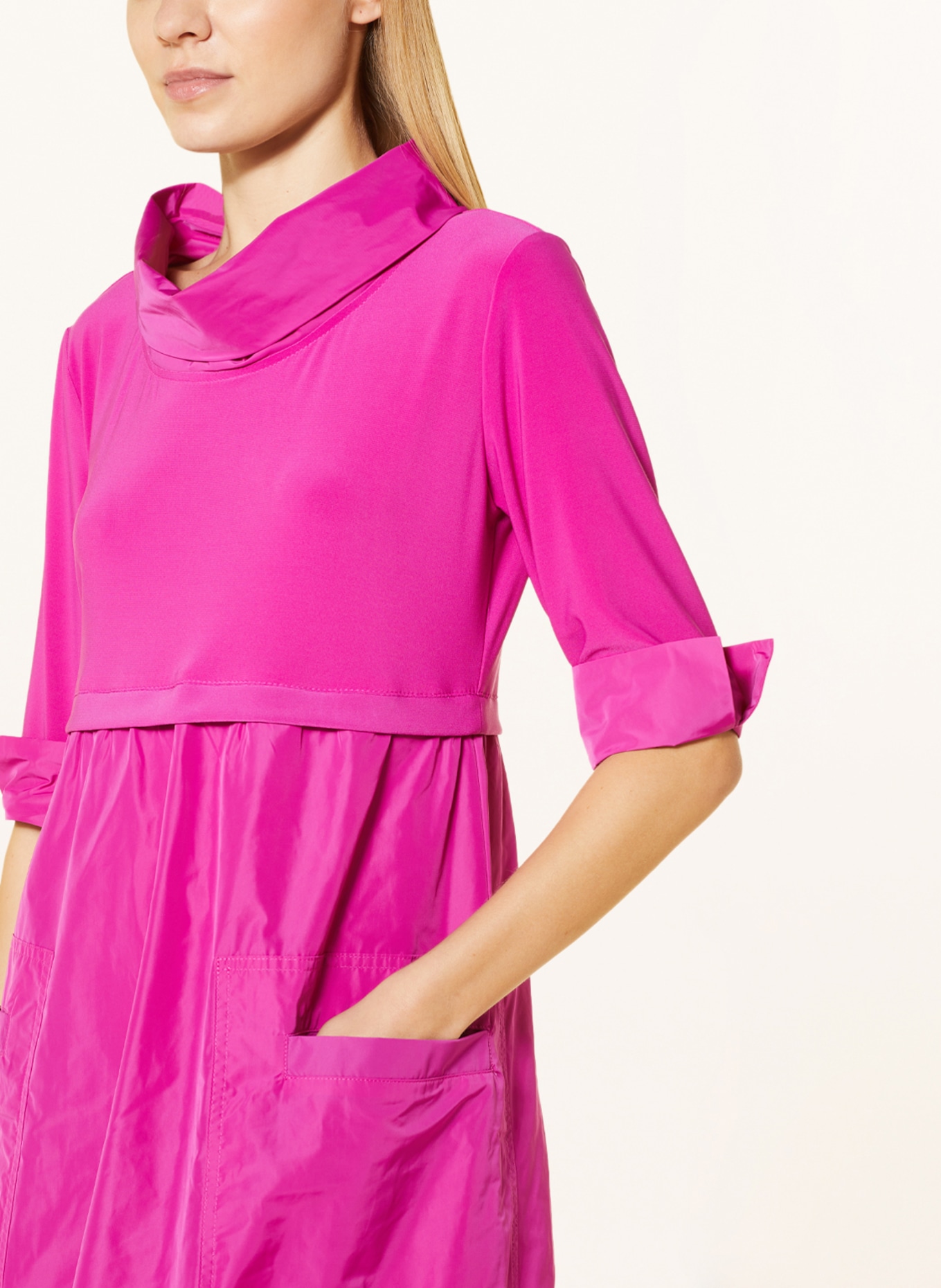 Joseph Ribkoff Dress in mixed materials with 3/4 sleeve, Color: PINK (Image 4)