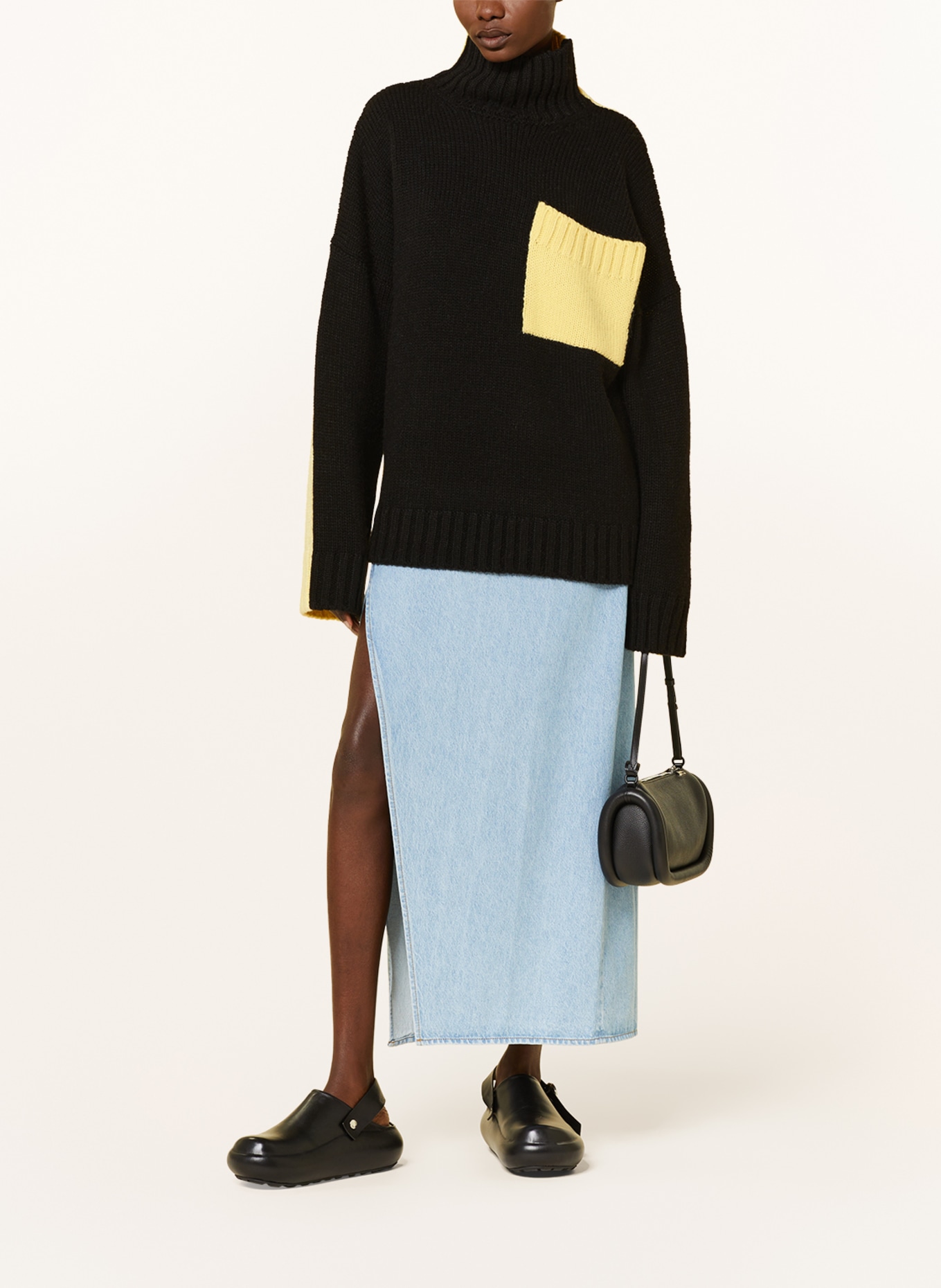JW ANDERSON Sweter z dodatkiem alpaki, Kolor: CZARNY/ ŻÓŁTY (Obrazek 2)