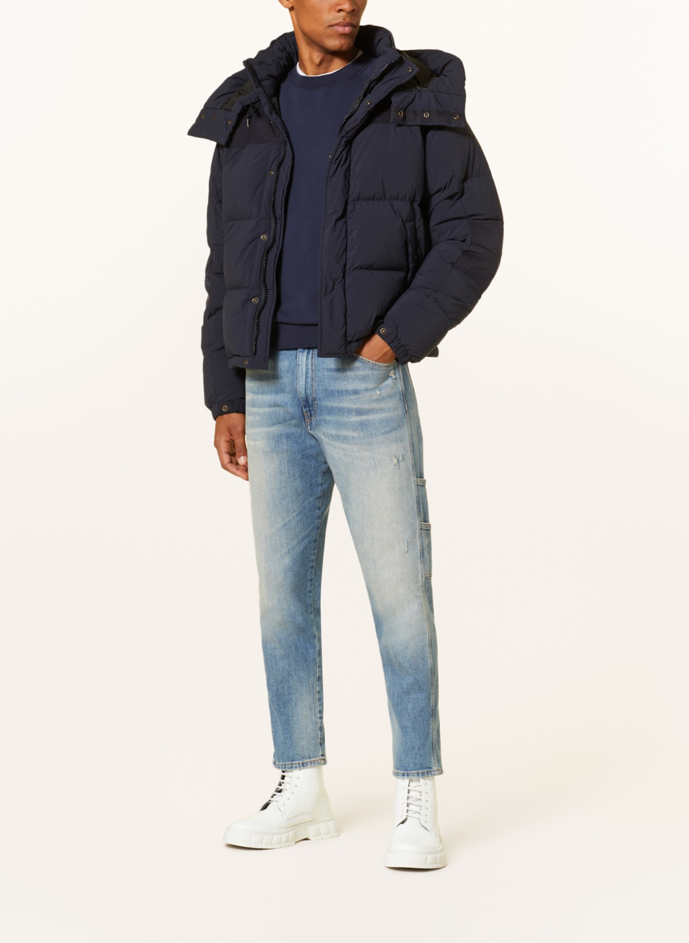 Ten c Down jacket with removable hood, Color: DARK BLUE (Image 2)