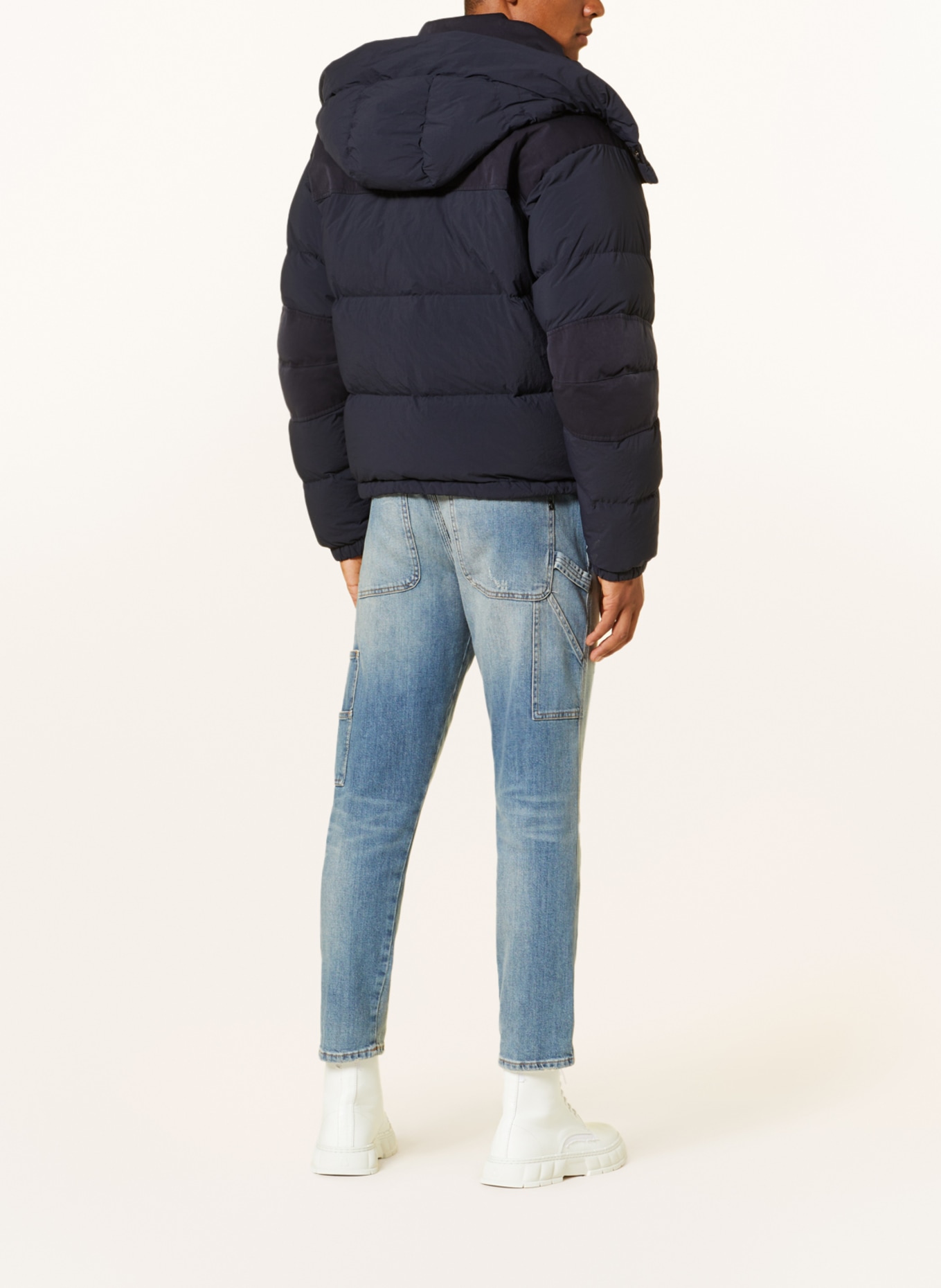 Ten c Down jacket with removable hood, Color: DARK BLUE (Image 3)