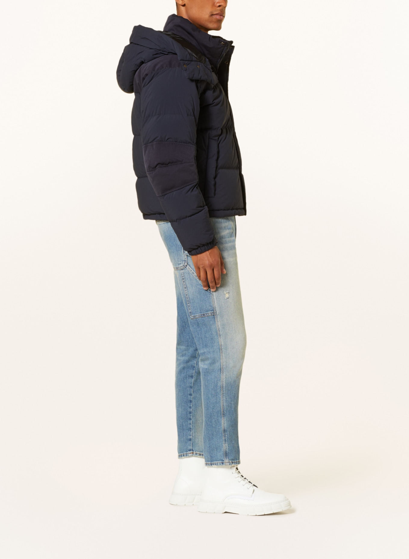 Ten c Down jacket with removable hood, Color: DARK BLUE (Image 4)