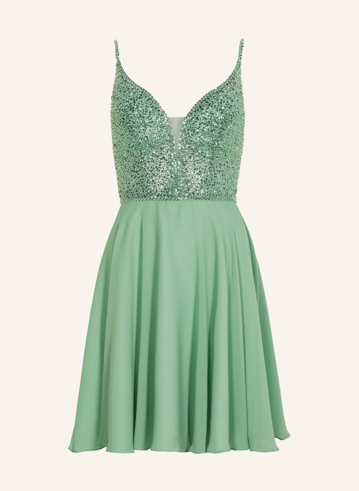 SWING Cocktail dress with sequins and decorative gems, Color: LIGHT GREEN (Image 1)