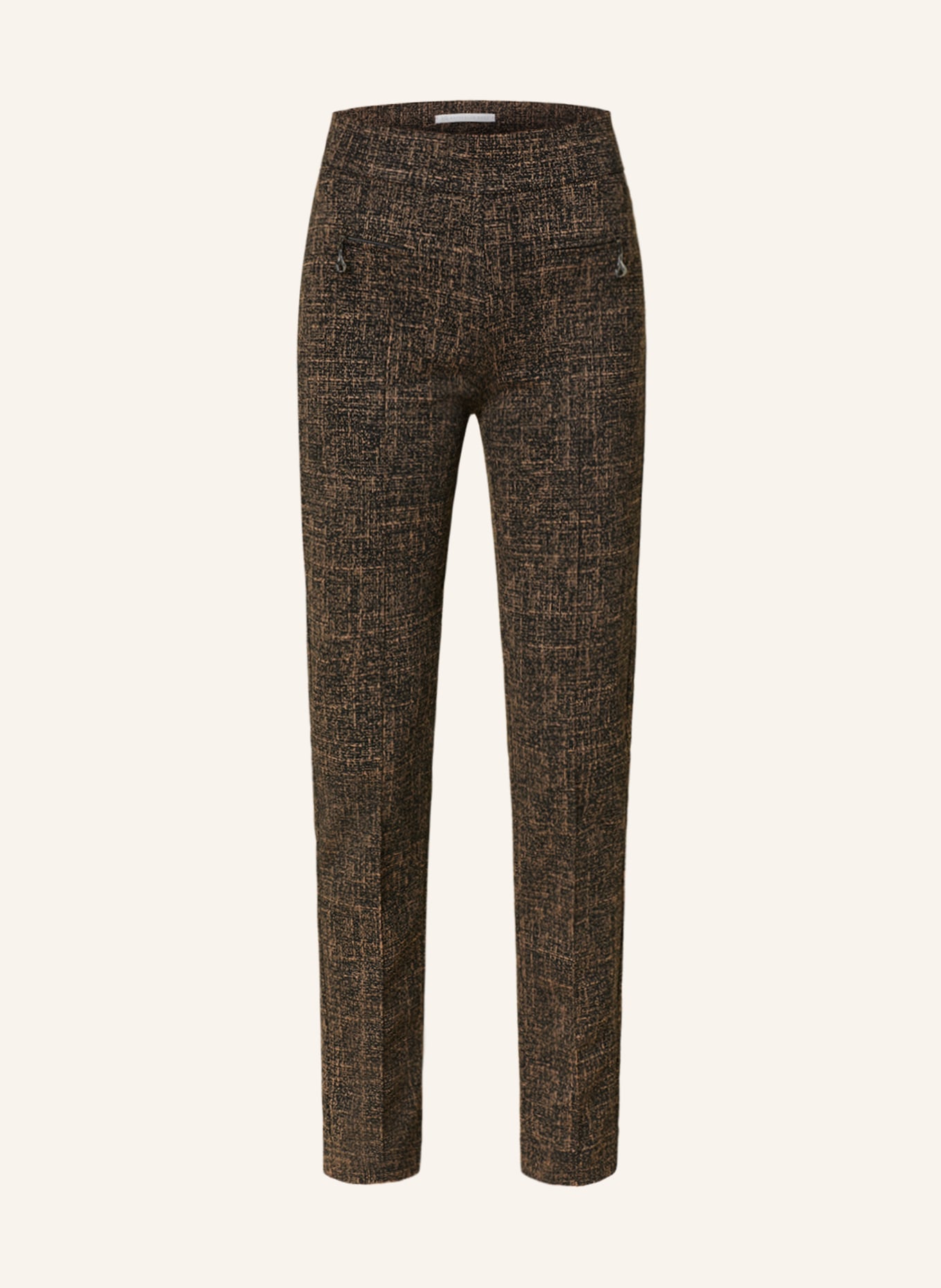 RAFFAELLO ROSSI Jersey trousers OTTI, Color: DARK BROWN/ BEIGE (Image 1)
