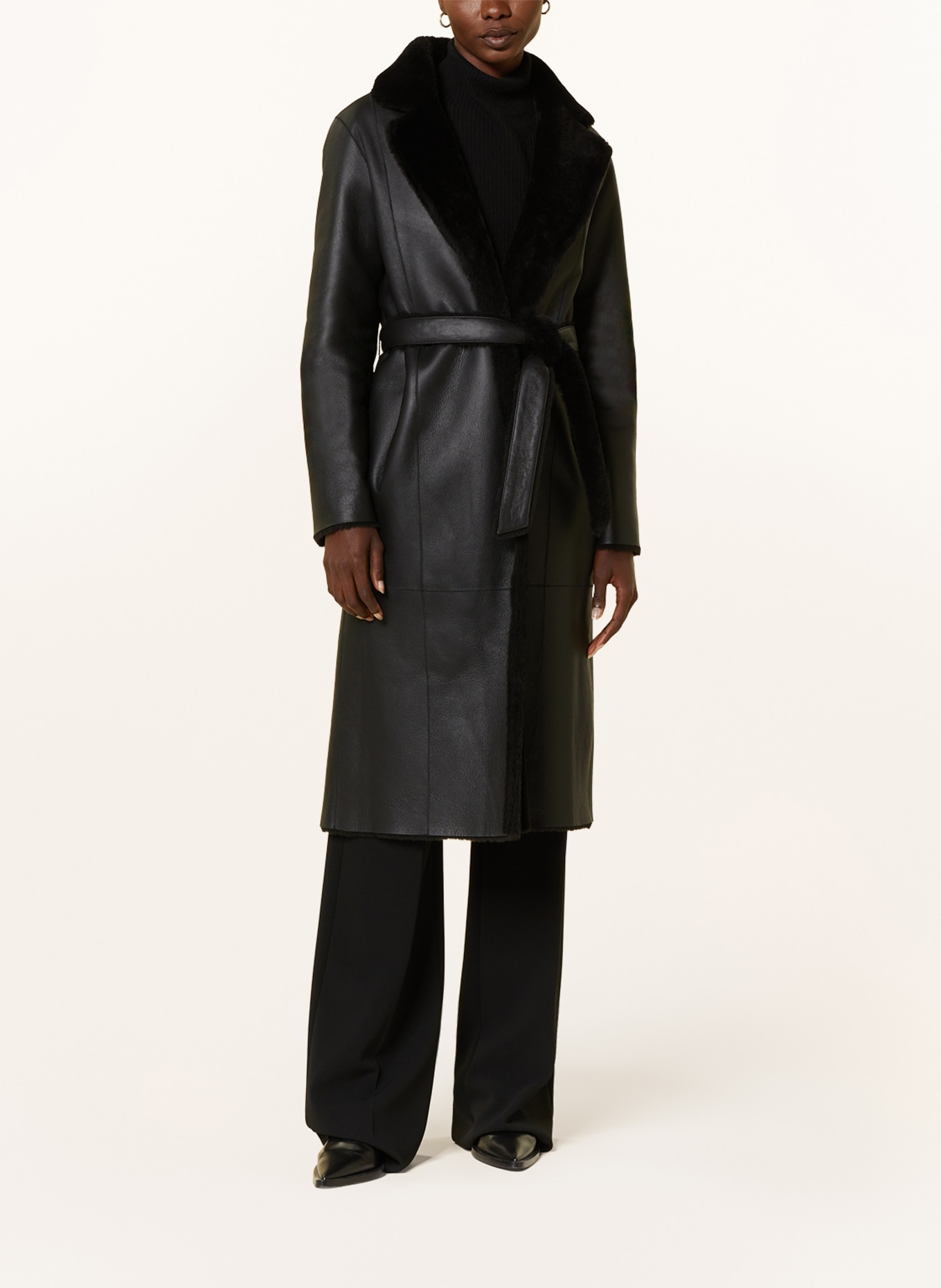 manzoni 24 Reversible lambskin coat, Color: BLACK (Image 2)