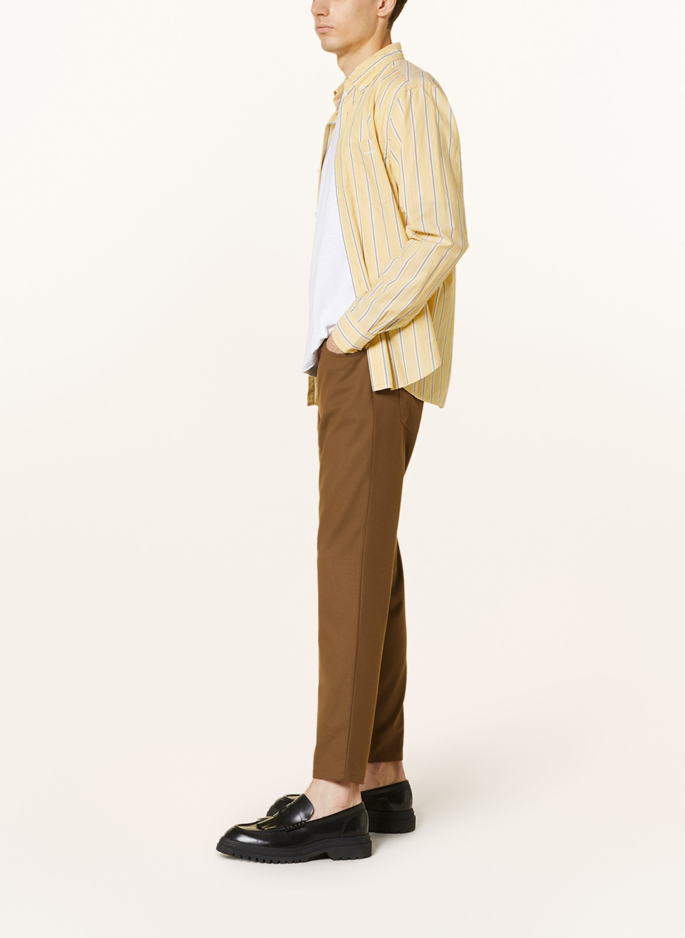 ALBERTO Flannel trousers ROBIN tapered fit: BROWN