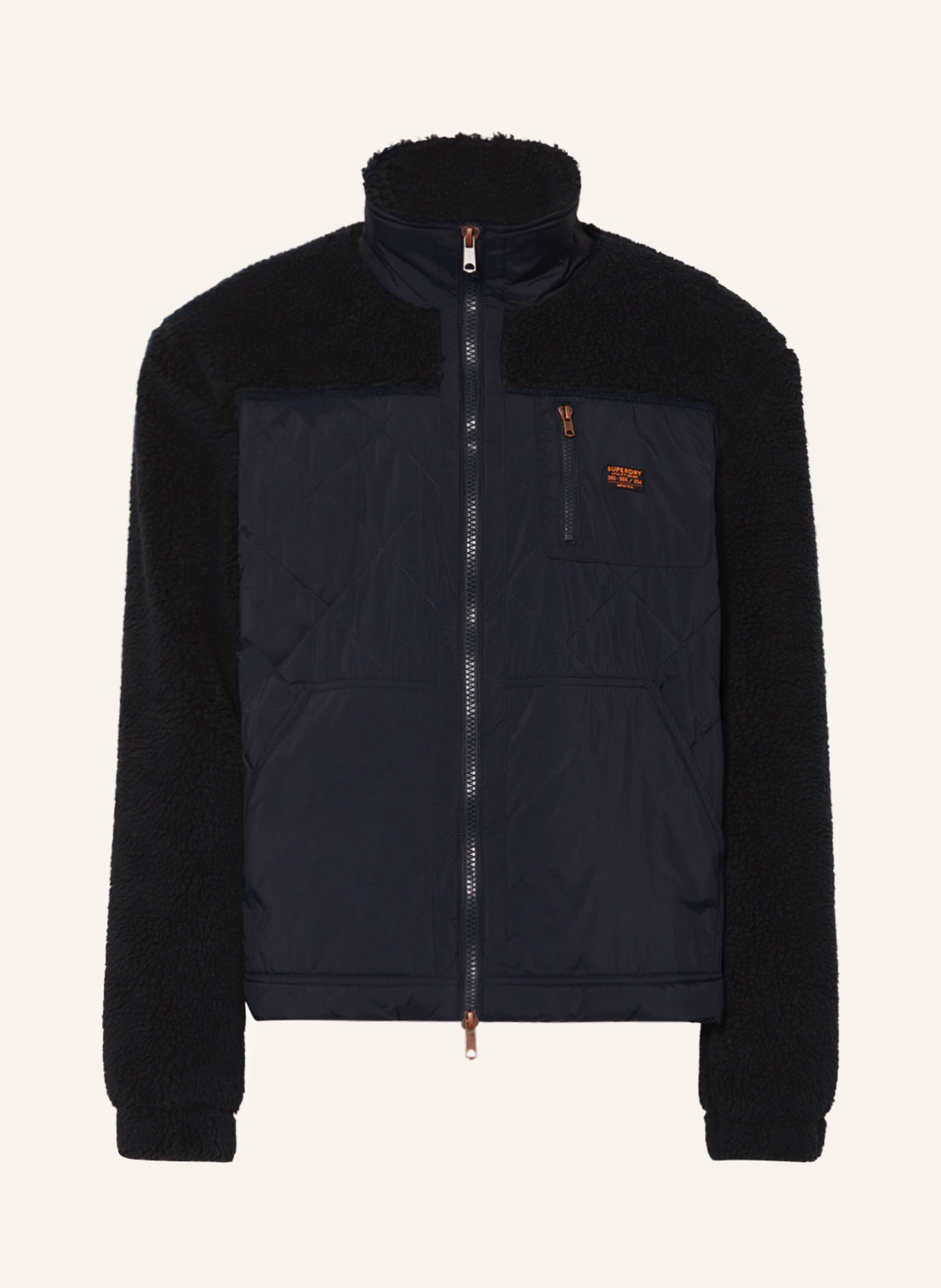 Superdry Quilted jacket with teddy, Color: DARK BLUE (Image 1)