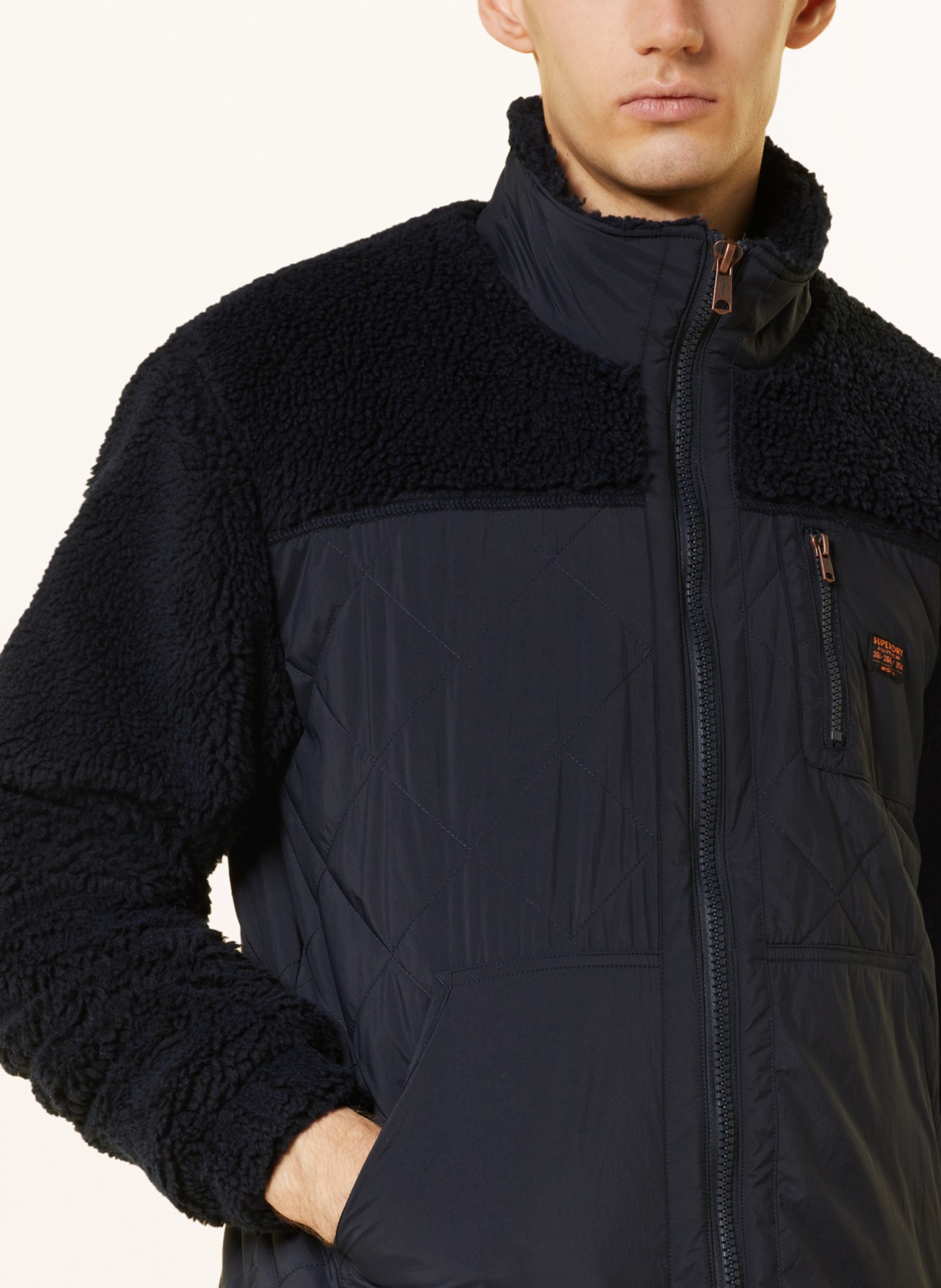 Superdry Quilted jacket with teddy, Color: DARK BLUE (Image 4)