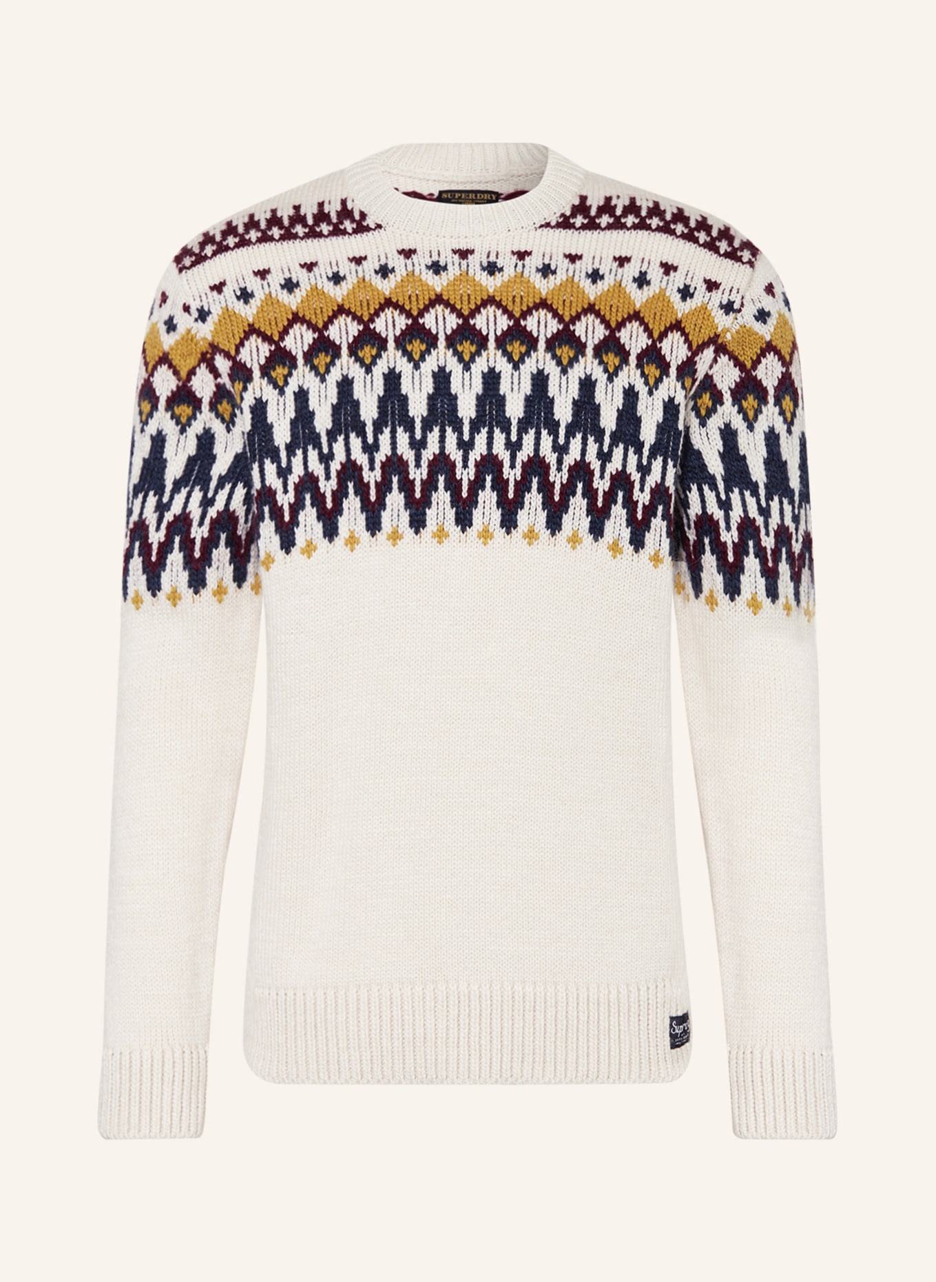 Superdry Sweater, Color: ECRU/ DARK GRAY/ DARK YELLOW (Image 1)